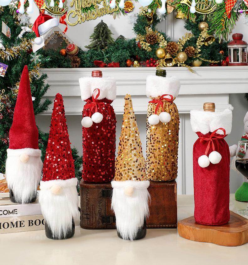 Christmas decorations sequin faceless doll bottle sleeve party 844089687689 - COCOMELODY