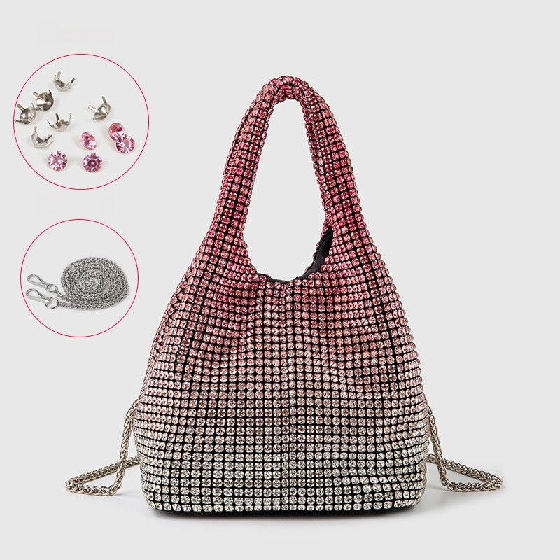 Diamond-encrusted and diamond-filled tote bucket dinner bag 819045946412 - COCOMELODY