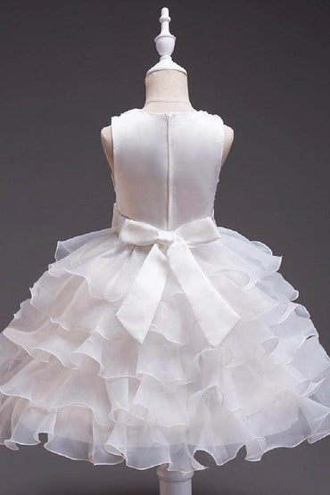 Ball Gown Scoop Neck Sleeveless Mini Organza Flower Girl Dresses 547048188211 - COCOMELODY