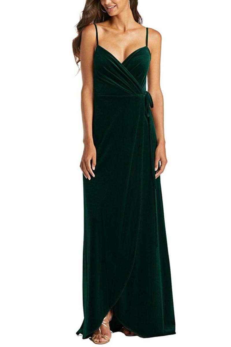 A-Line Maxi Velvet Bridesmaid Dress 632358899575 - COCOMELODY