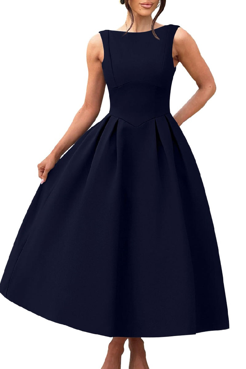 A-Line Midi Satin Formal Evening Dresses B0F4MVVXTZ