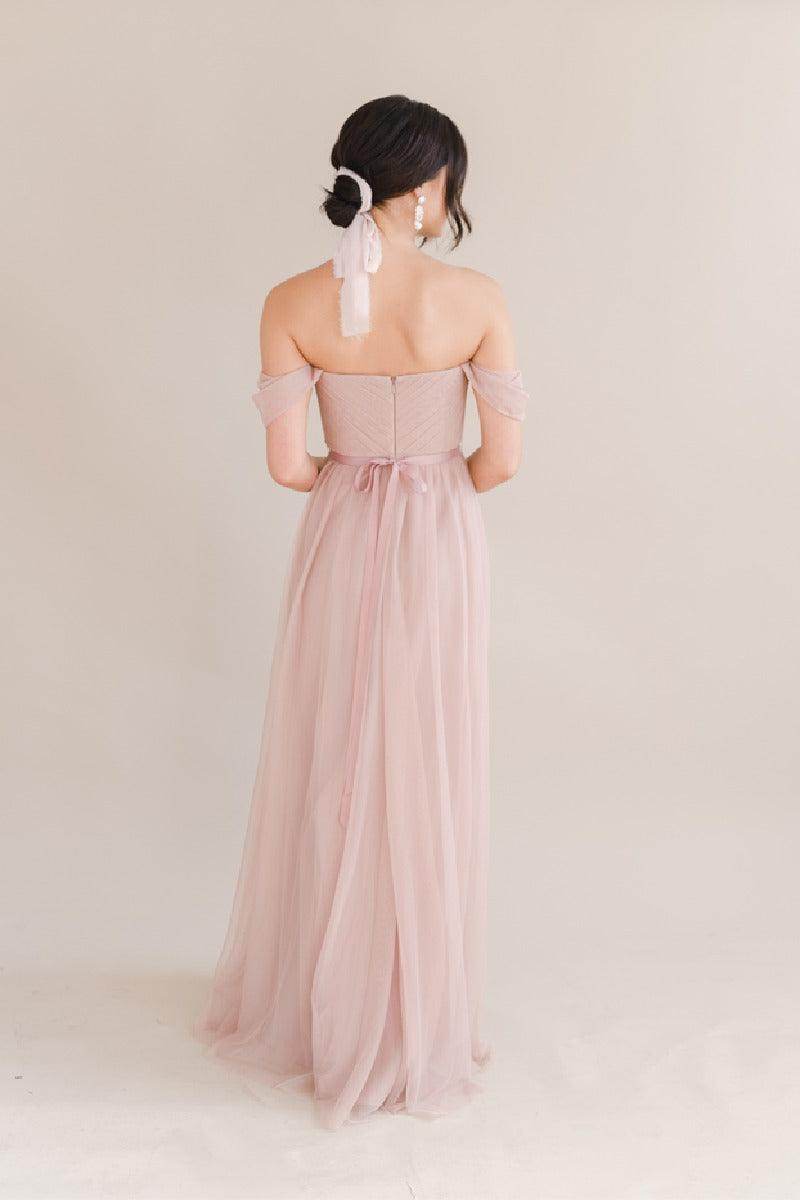A-Line Maxi Tulle Bridesmaid Dress 775779850239 - COCOMELODY