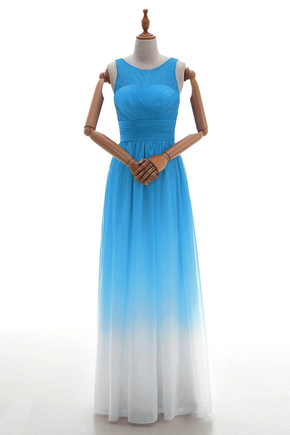 Sheath Floor Length Chiffon Lace Bridesmaid Dress Formal Dresses BD160002 - COCOMELODY