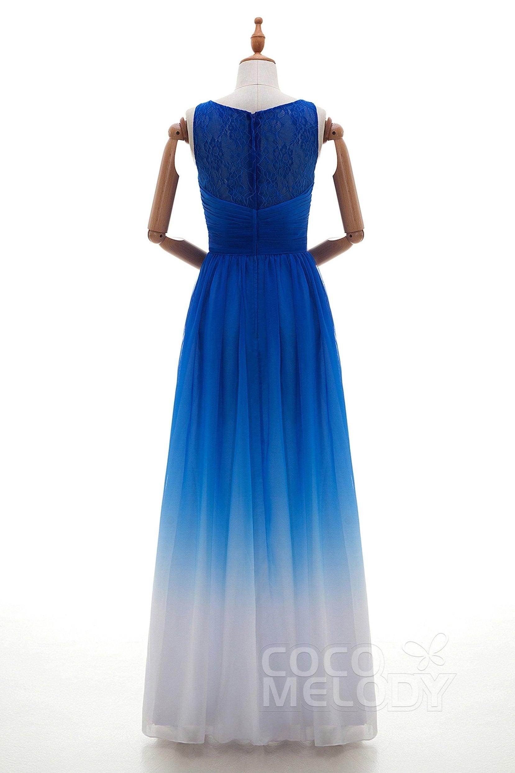 Sheath Floor Length Chiffon Lace Bridesmaid Dress Formal Dresses BD160002 - COCOMELODY