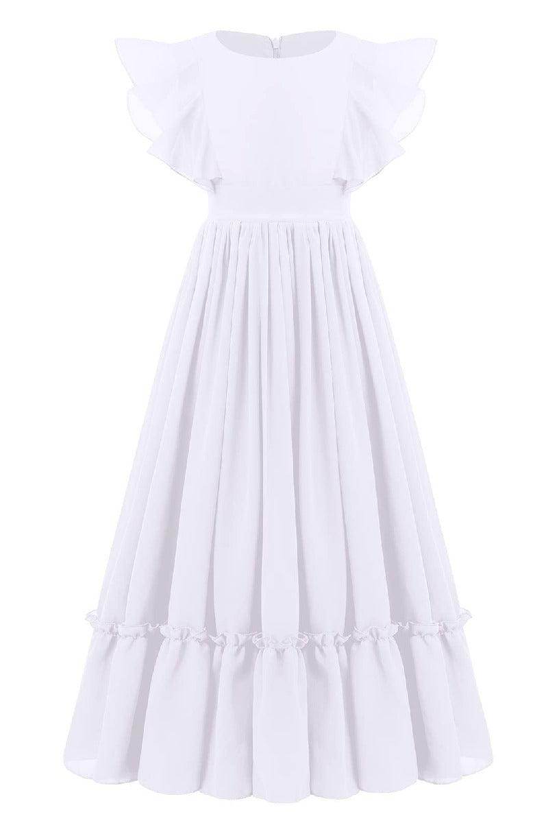 Ruffle Chiffon A-Line Junior Bridesmaid Gown B09JG8X785 - COCOMELODY