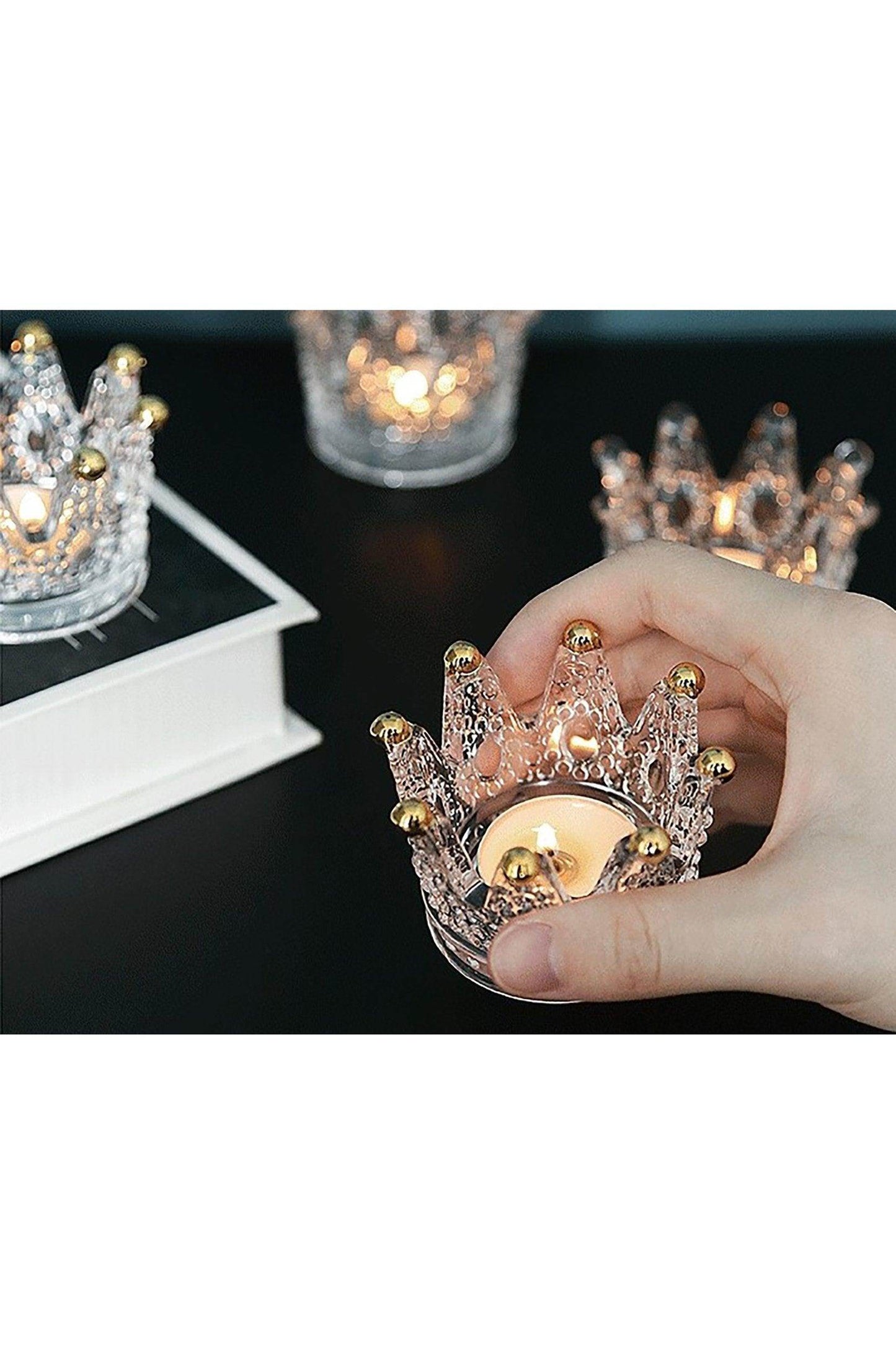 Gold Accent Crown Shaped Round Receptacle CGF0007 (Set of 6 pcs) - COCOMELODY