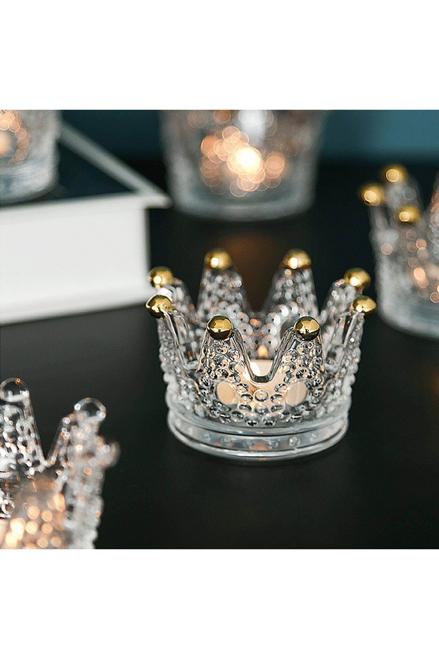 Gold Accent Crown Shaped Round Receptacle CGF0007 (Set of 6 pcs) - COCOMELODY