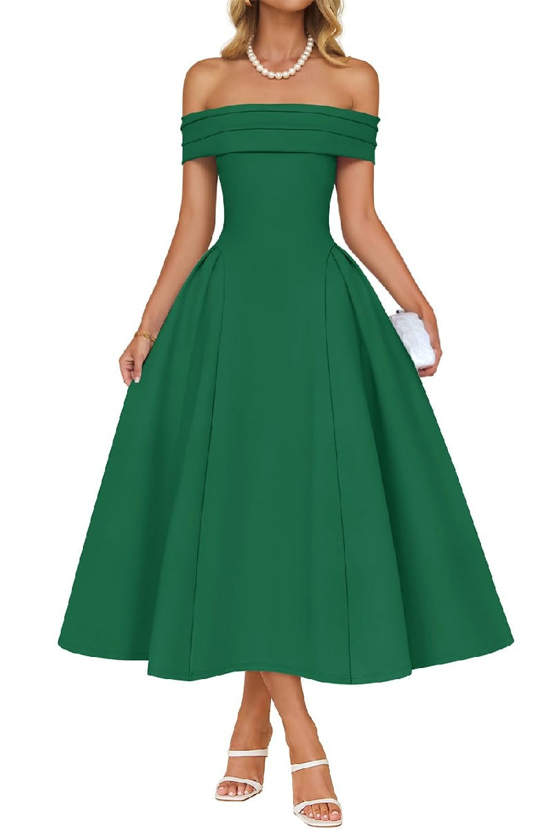 A-Line Tea Length Satin Formal Wedding Guest Dresses B0DS8NJRR3