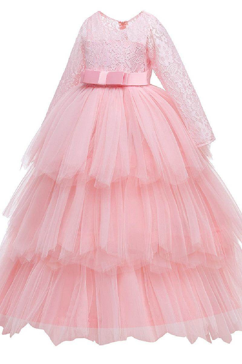 A-line floor length tulle lace flower girl dress 669800910735 - COCOMELODY