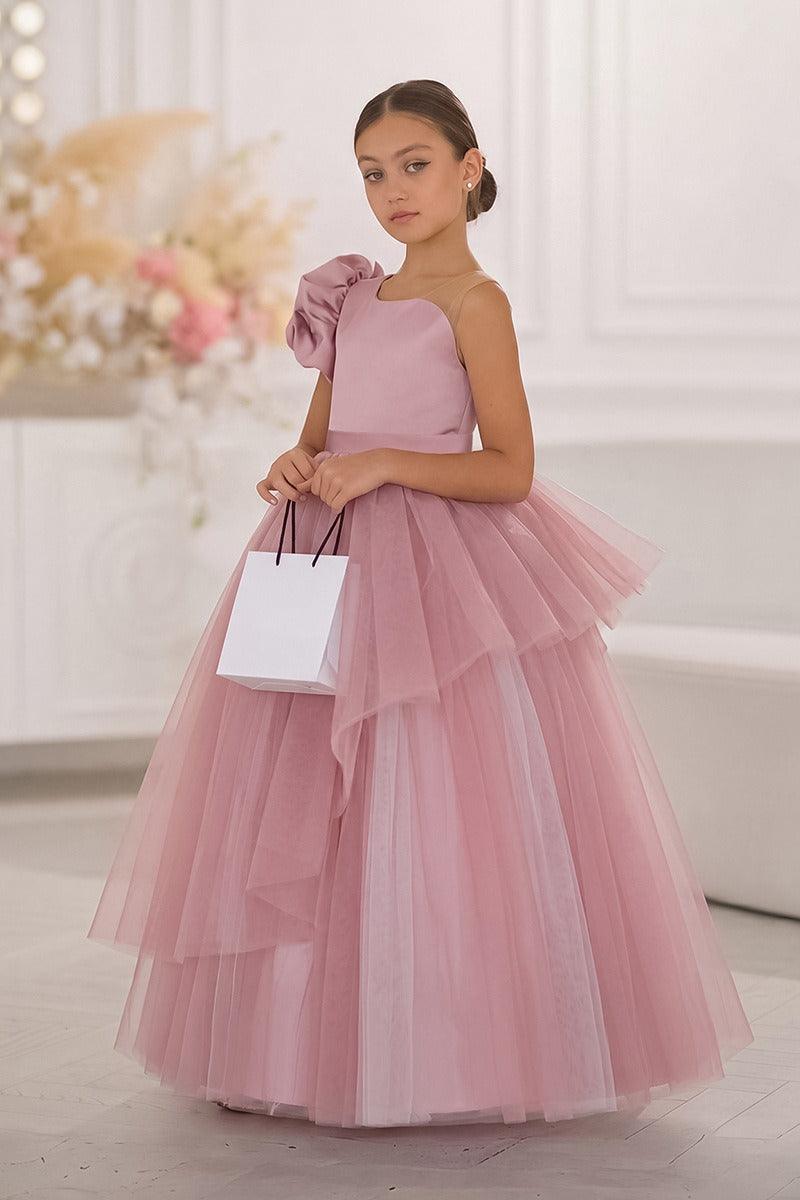 A-Line Detachable Layered Tulle Floor Length Flower Girl Dresses 1001038162773 - 7 Days / Pink / 130cm - COCOMELODY