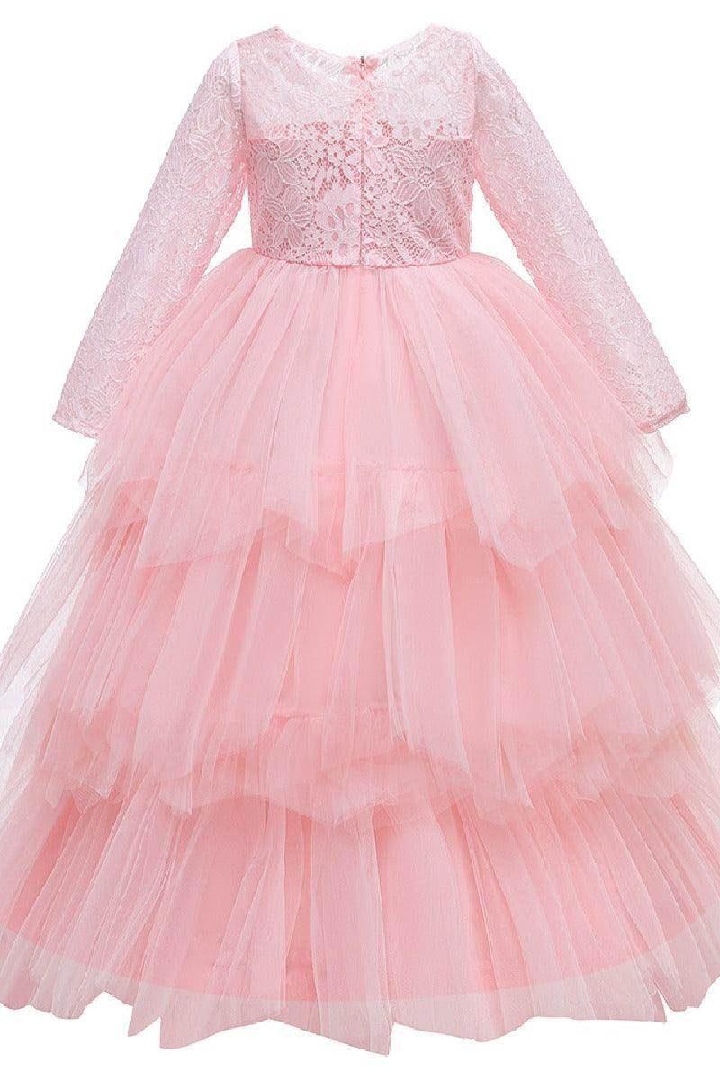 A-line floor length tulle lace flower girl dress 669800910735 - COCOMELODY