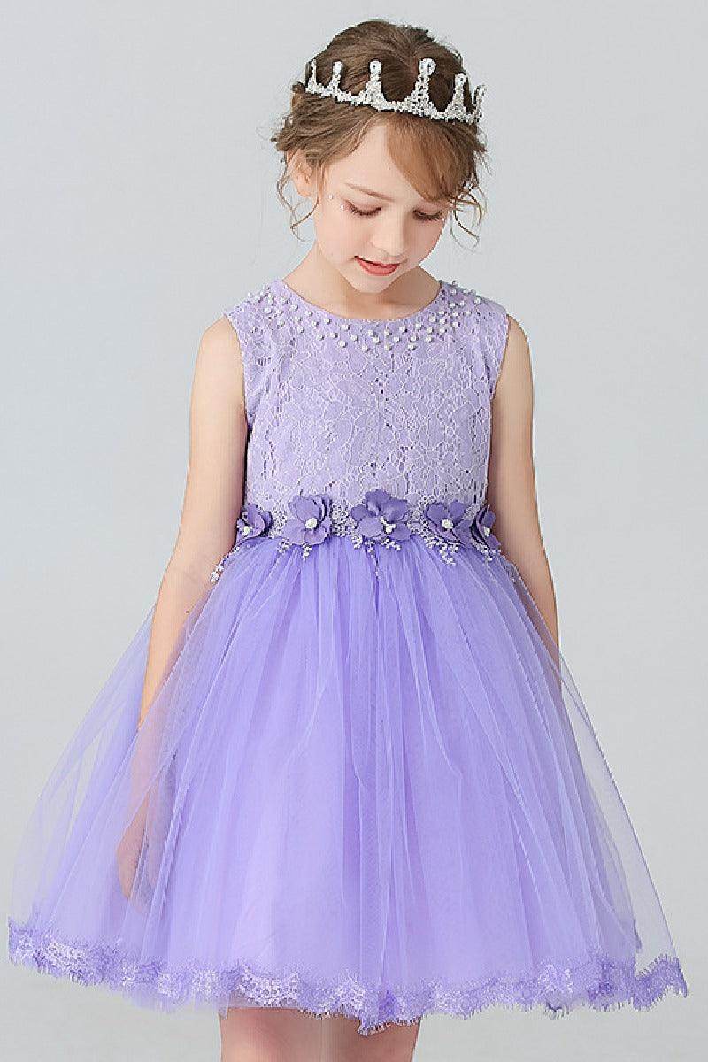 Ball-Gown Scoop Neck Sleeveless Mini Tulle Flower Girl Dresses 729126795007 - COCOMELODY