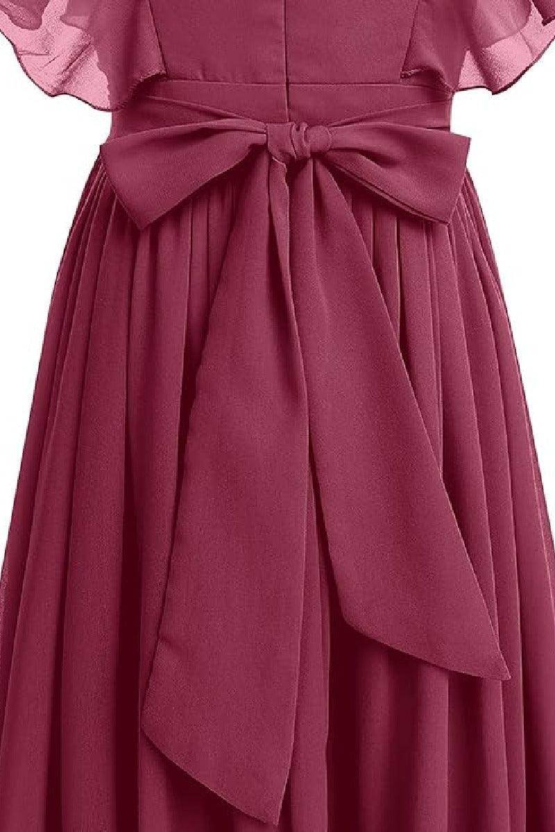 Ruffle Chiffon A-Line Junior Bridesmaid Gown B09JG8X785 - COCOMELODY