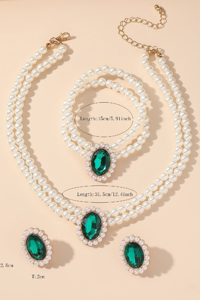 Classic Pearl/Bracelet/ Wedding Earrings/Necklace Jewelry Sets (Set of 3) 808578164285