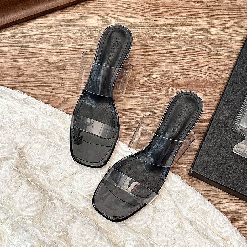 Chunky-heeled transparent sandals 718875447541 - COCOMELODY