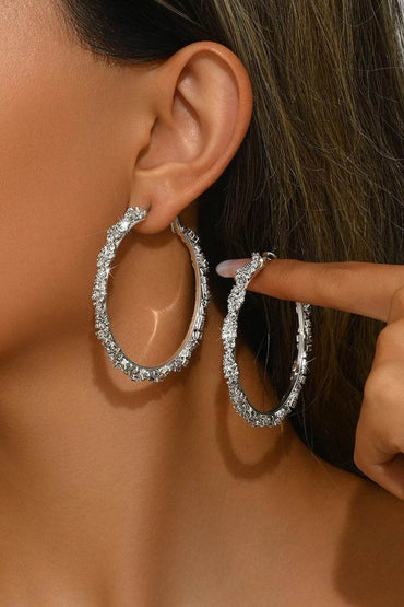 Shining Rhinestone Hoop Earrings 887668115556 - COCOMELODY