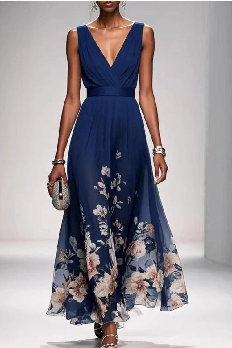 A-Line Tea Length Chiffon Wedding Guest Dress 922638194251 - 10 Days / Navy / S - COCOMELODY