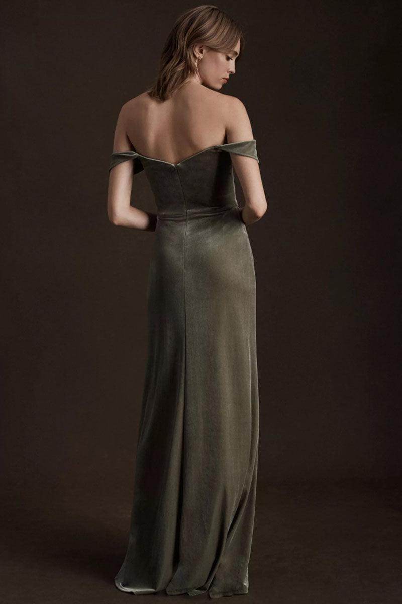 Sheath-Column Maxi Velvet Bridesmaid Dress 687887473377 - COCOMELODY