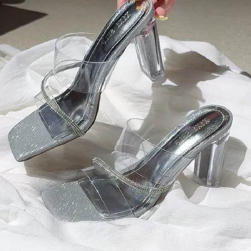Chunky-heeled transparent sandals 935700981780 - COCOMELODY