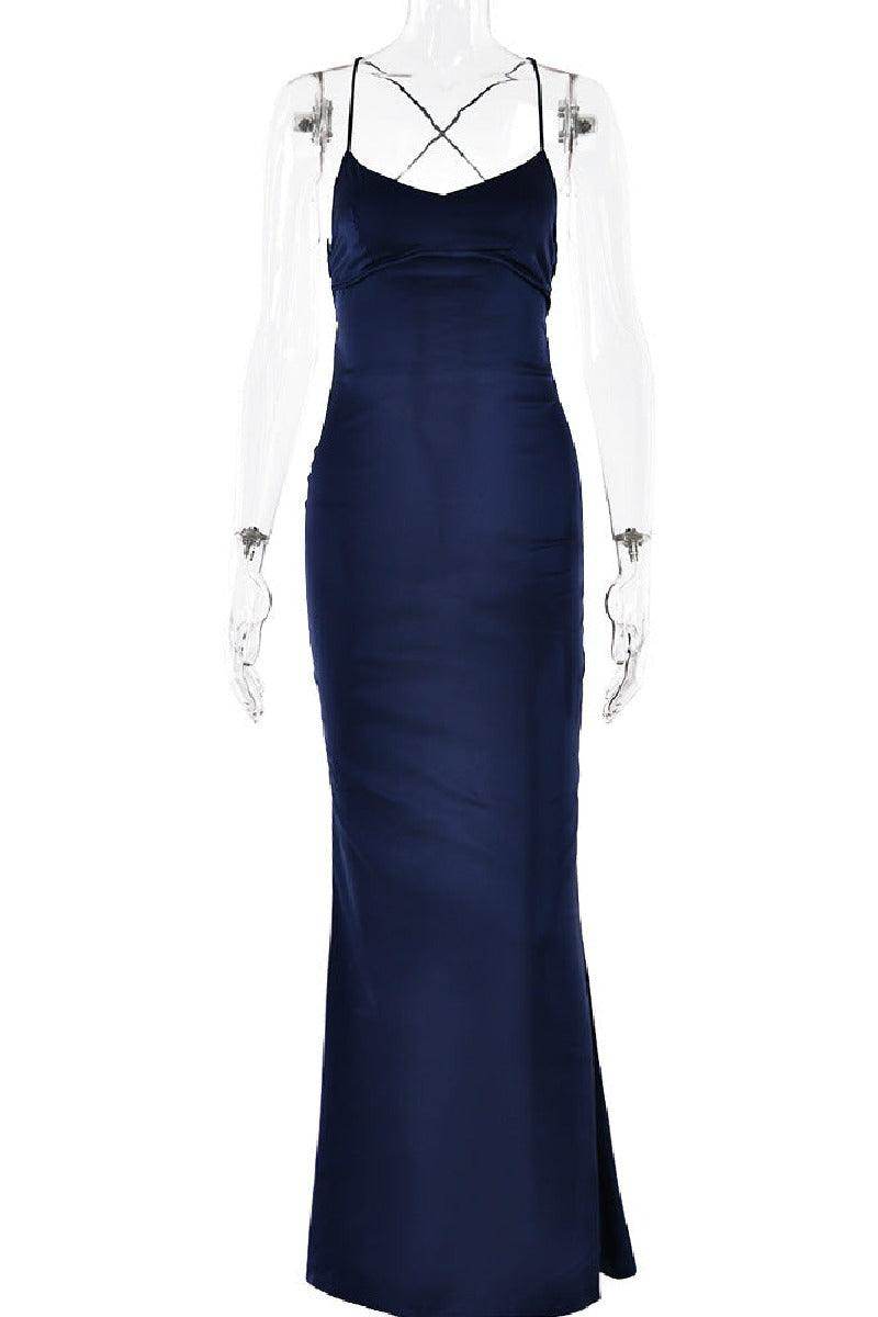 Sexy halter satin cocktail dress 689849690730 - COCOMELODY