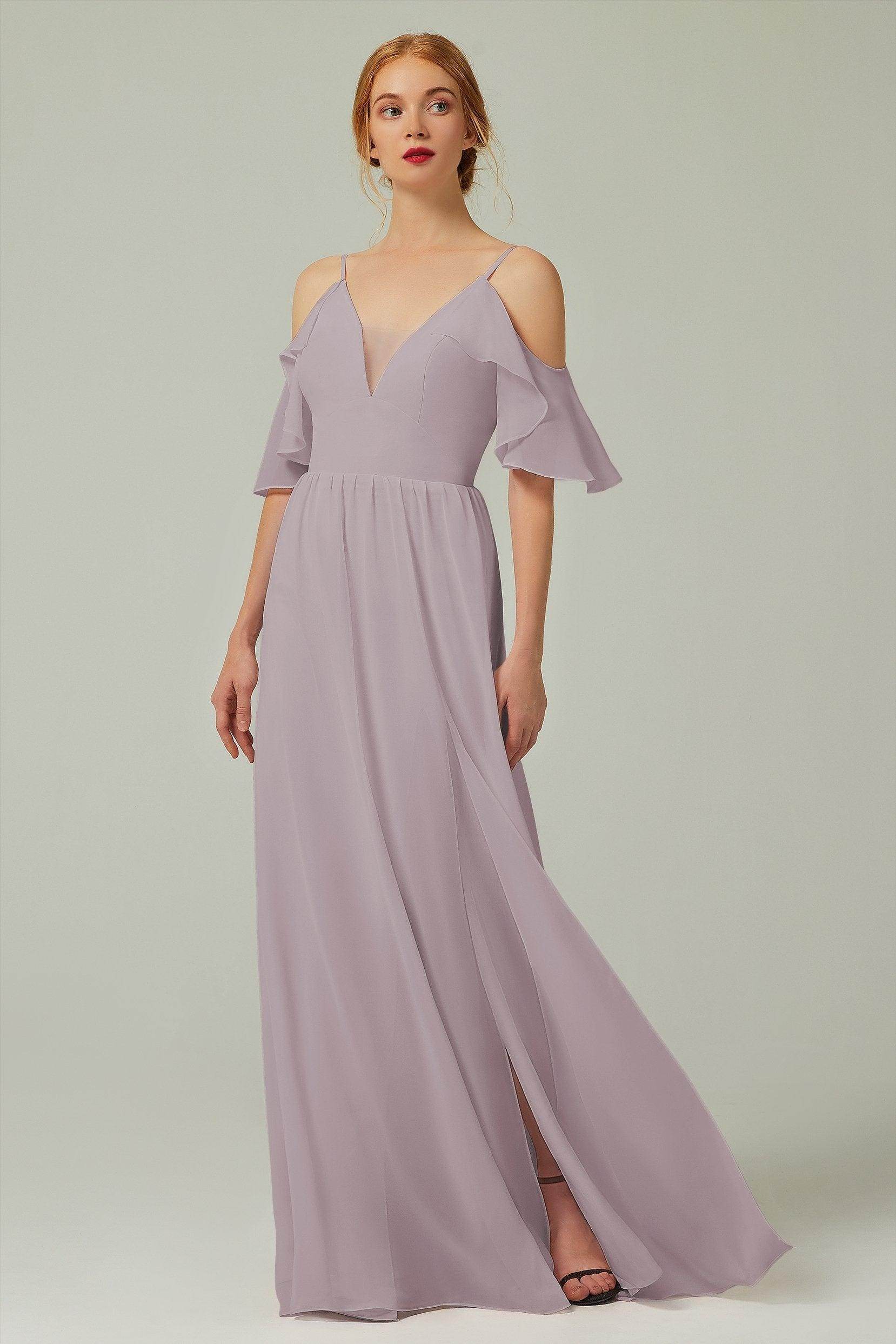 A-Line Floor Length Chiffon Bridesmaid Dress CB0236 - COCOMELODY