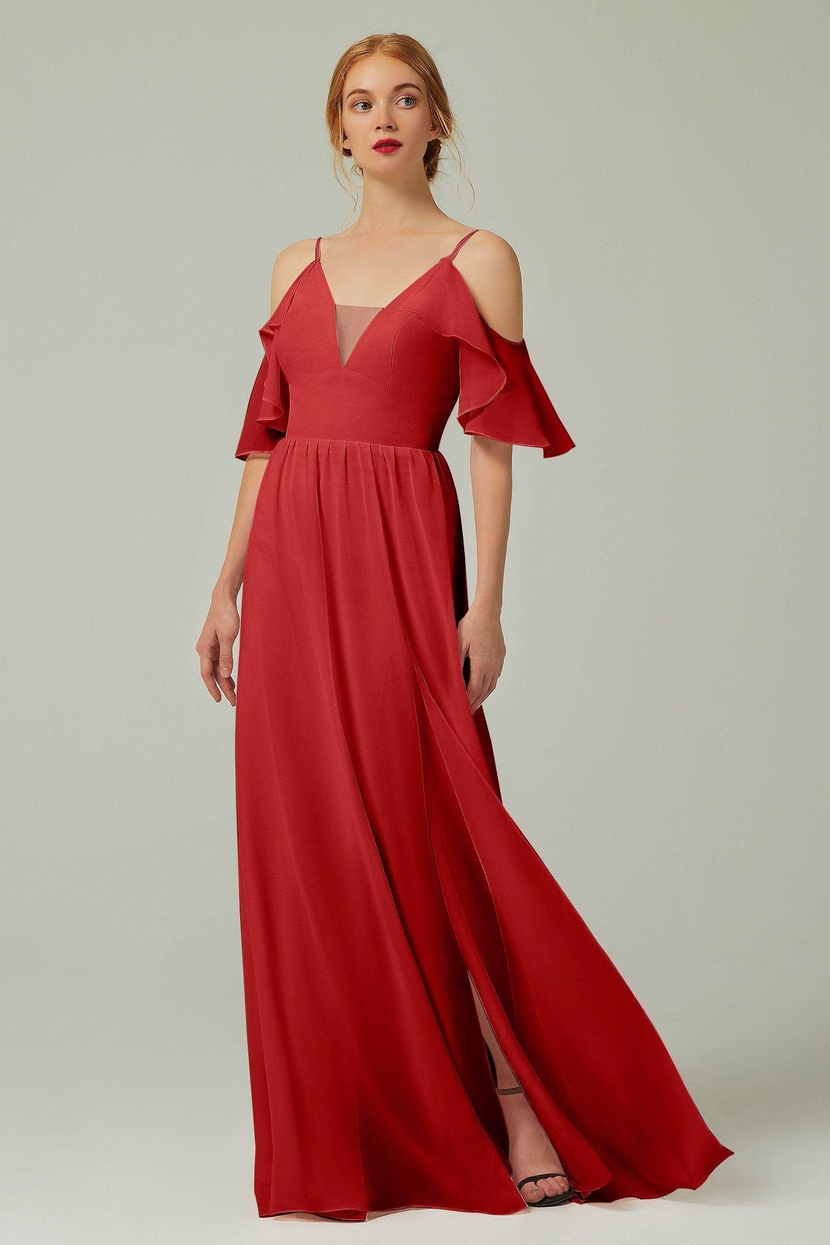 A-Line Floor Length Chiffon Bridesmaid Dress CB0236 - COCOMELODY