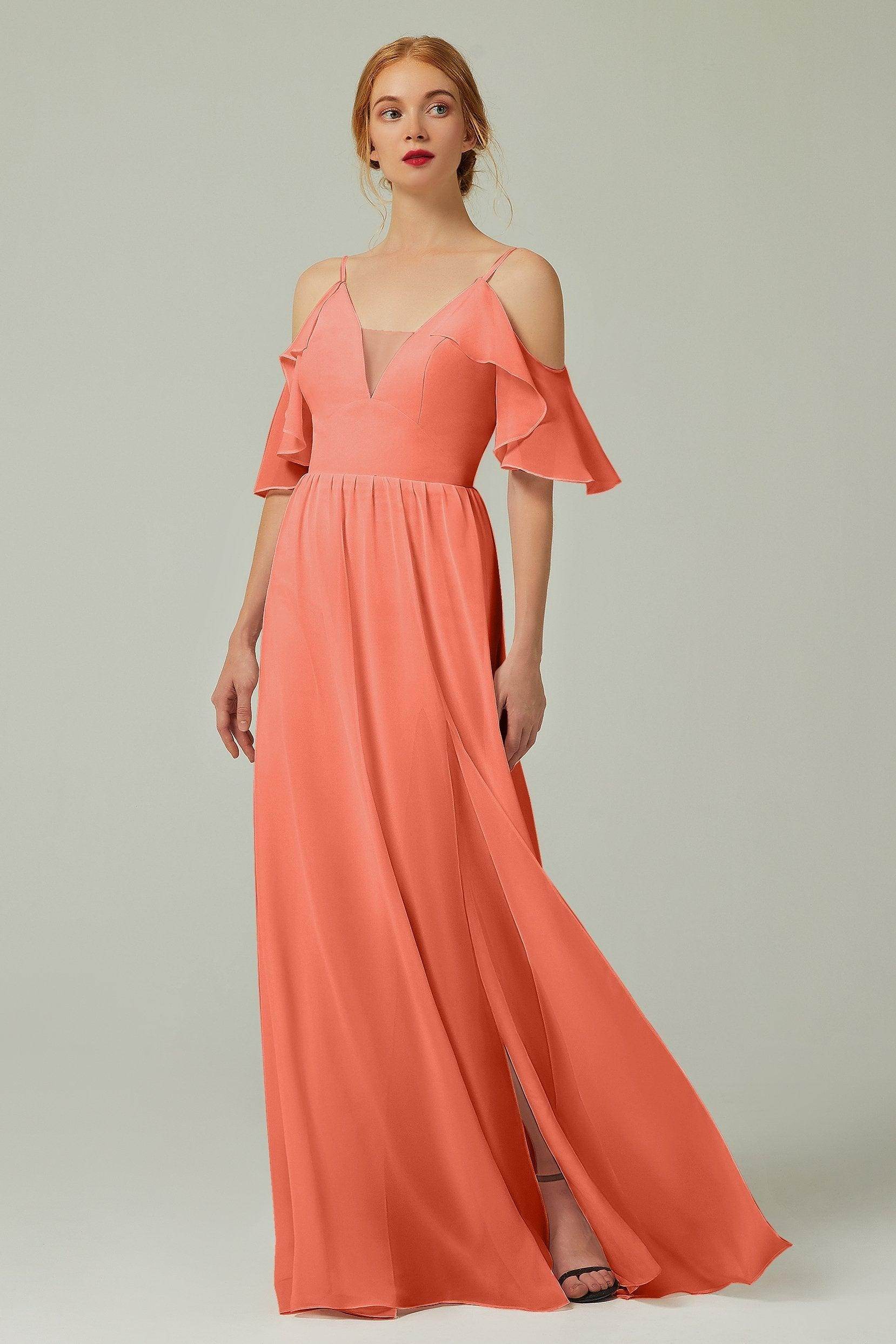 A-Line Floor Length Chiffon Bridesmaid Dress CB0236 - COCOMELODY