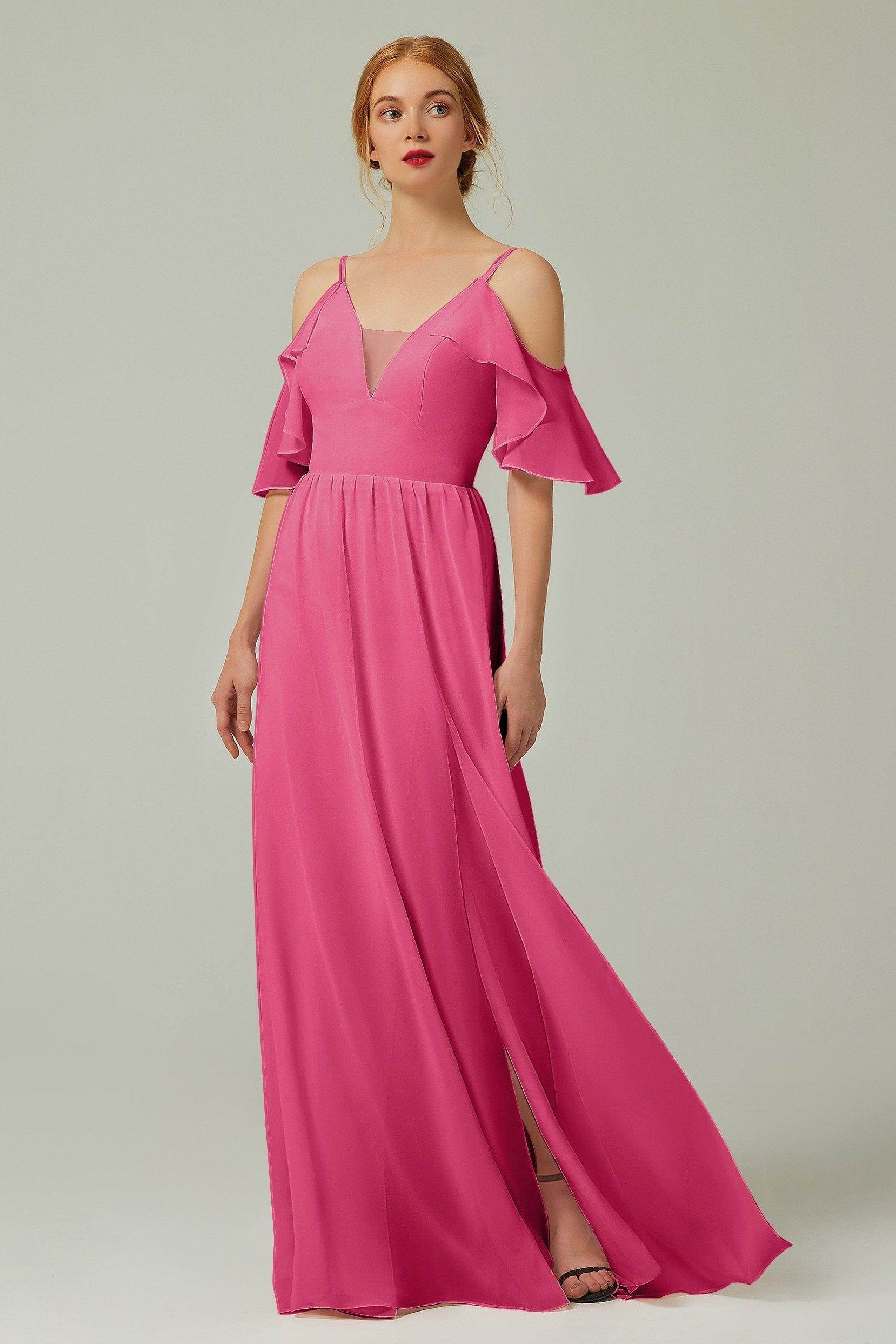 A-Line Floor Length Chiffon Bridesmaid Dress CB0236 - COCOMELODY