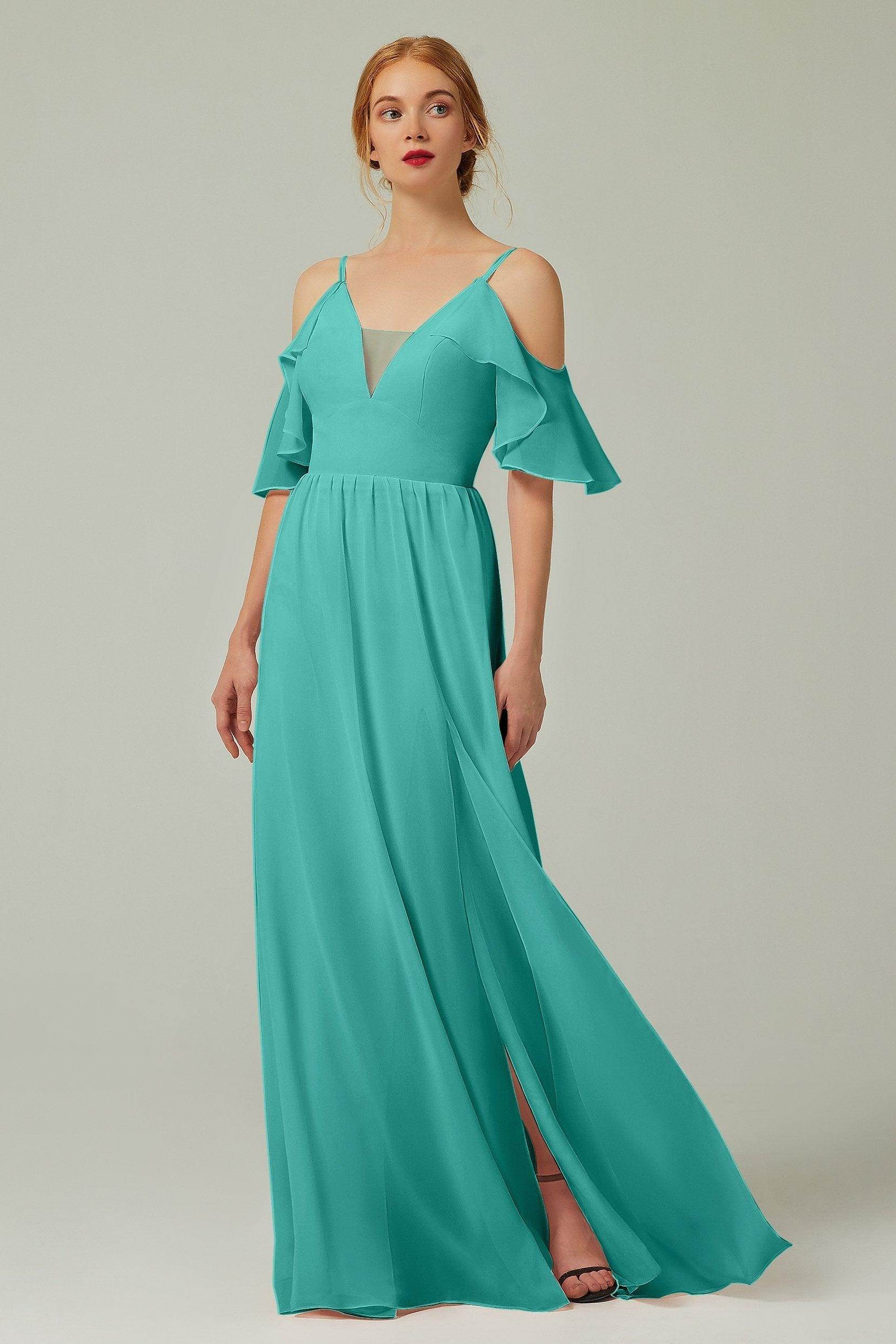 A-Line Floor Length Chiffon Bridesmaid Dress CB0236 - COCOMELODY