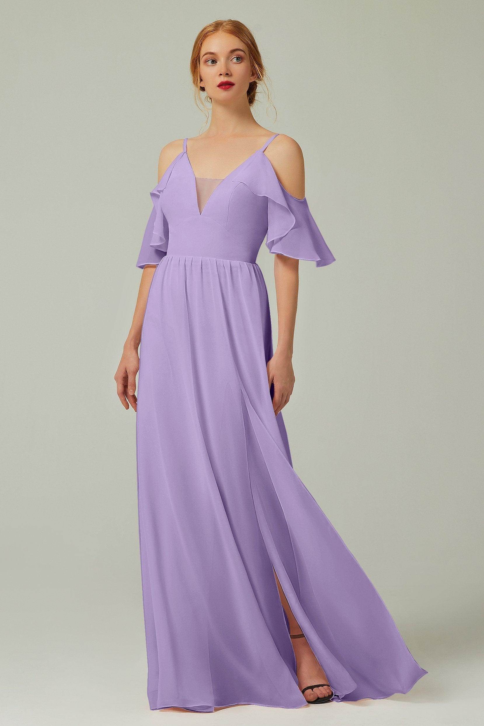 A-Line Floor Length Chiffon Bridesmaid Dress CB0236 - COCOMELODY