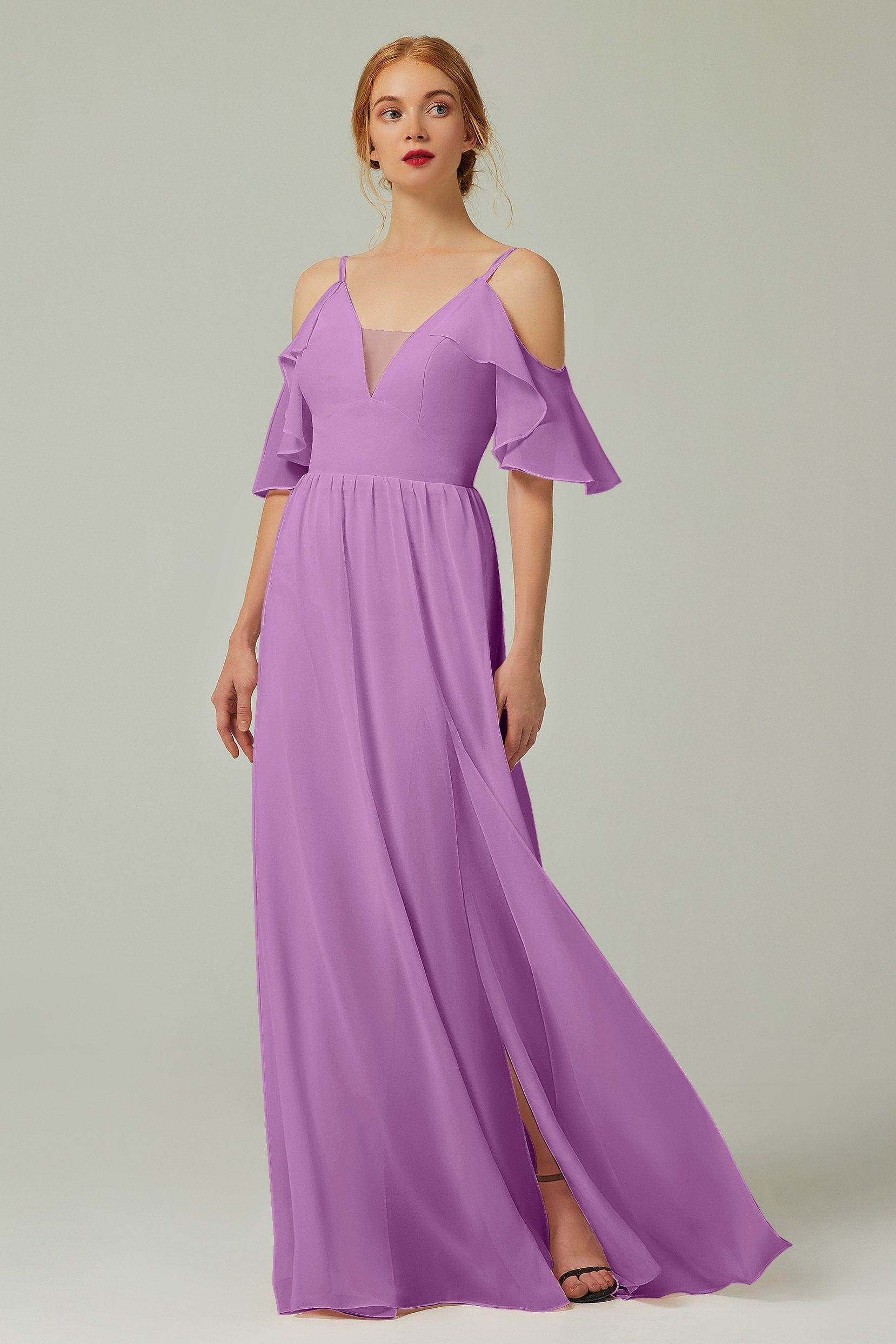 A-Line Floor Length Chiffon Bridesmaid Dress CB0236 - COCOMELODY