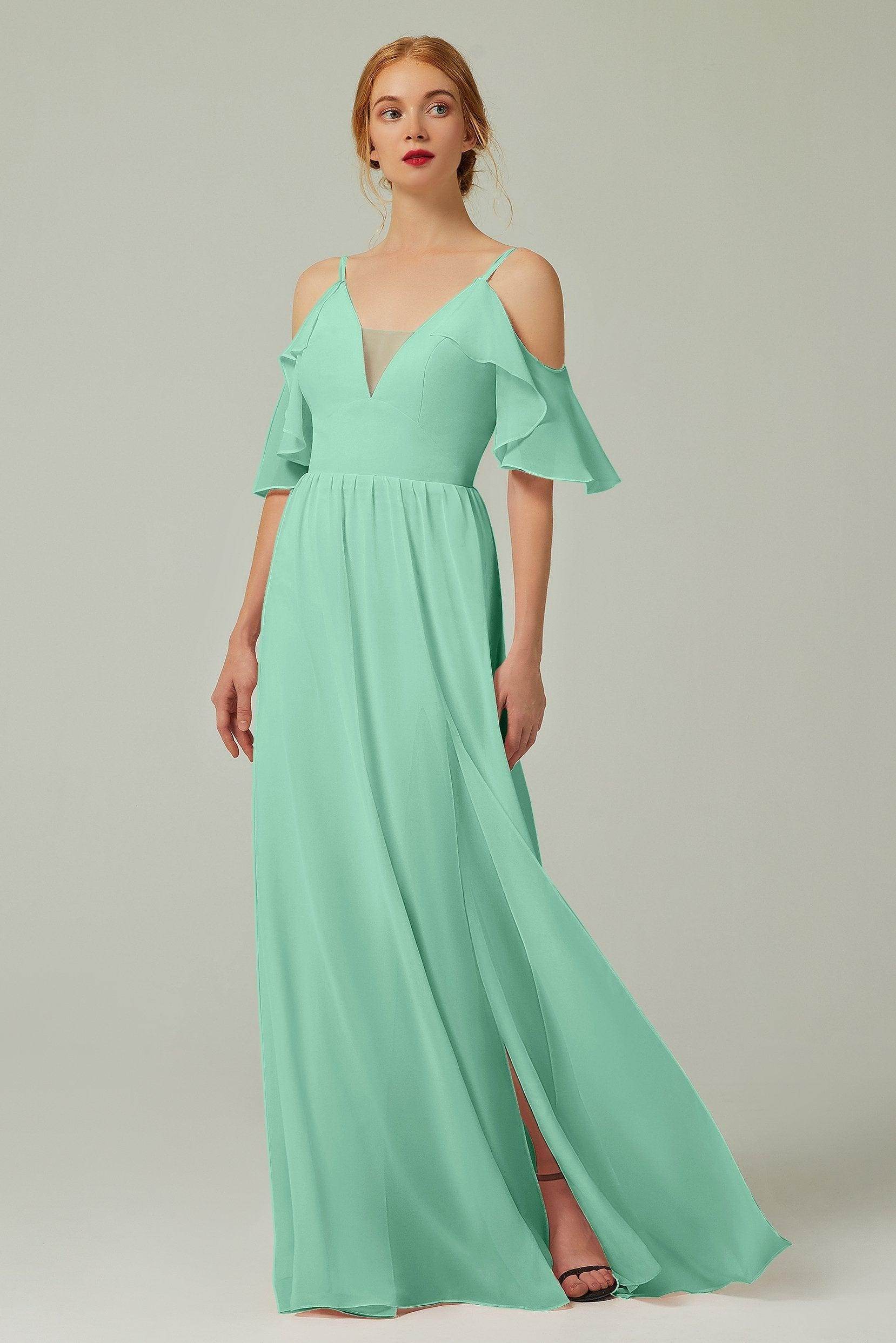 A-Line Floor Length Chiffon Bridesmaid Dress CB0236 - COCOMELODY