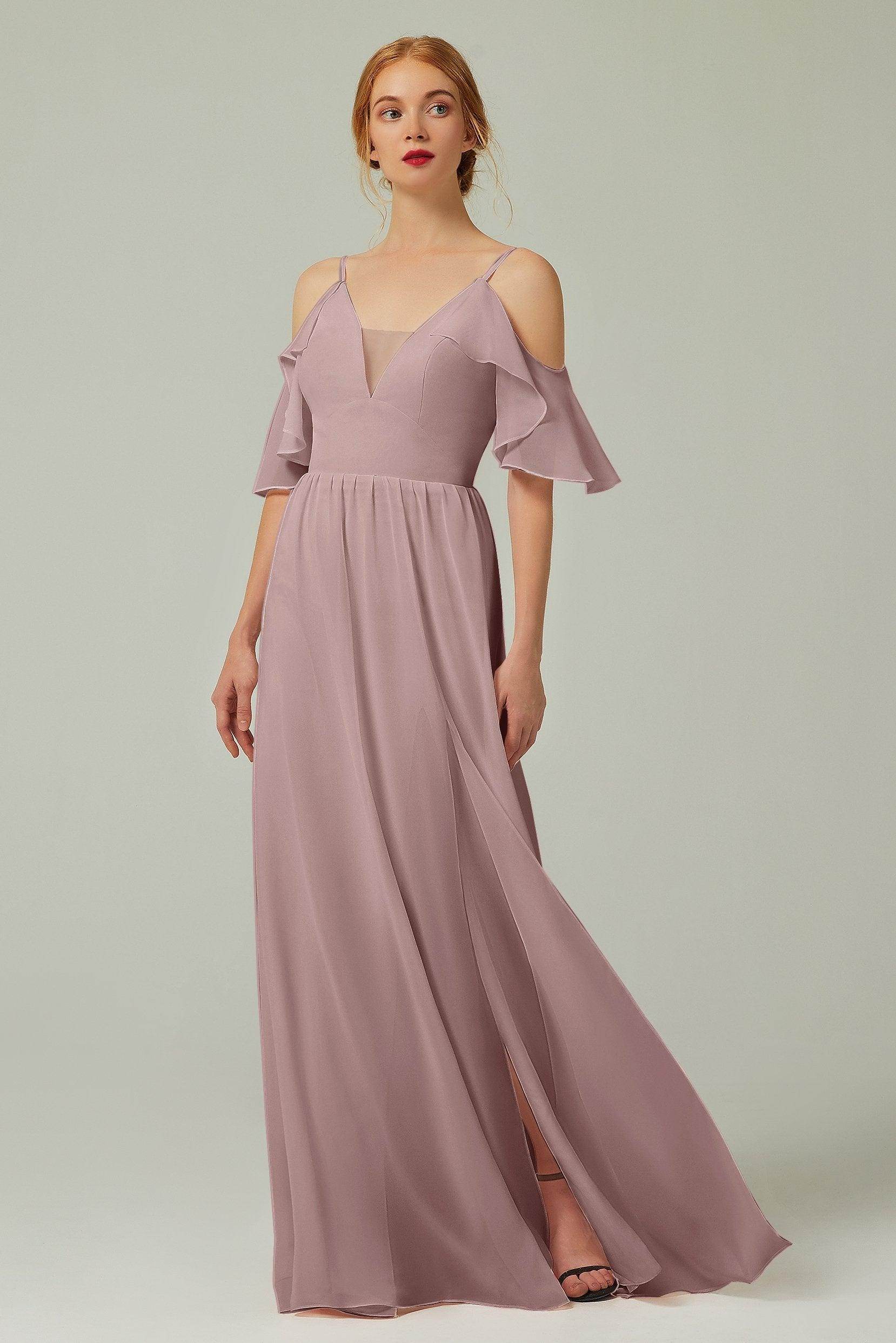A-Line Floor Length Chiffon Bridesmaid Dress CB0236 - COCOMELODY