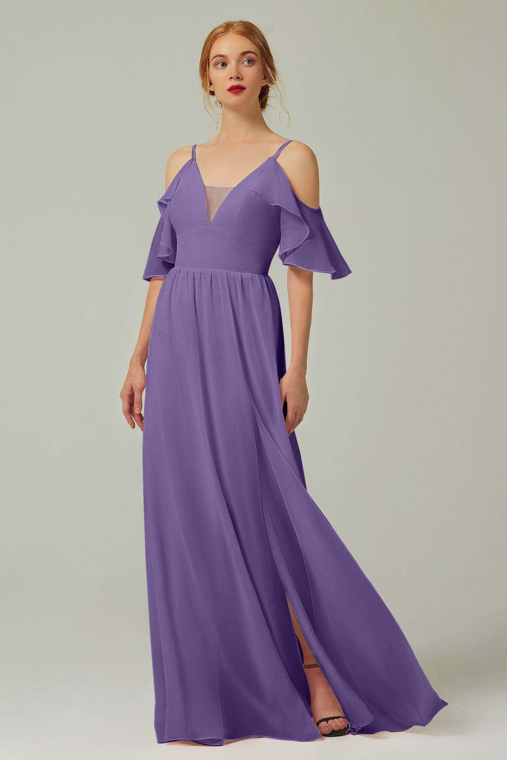 A-Line Floor Length Chiffon Bridesmaid Dress CB0236 - COCOMELODY