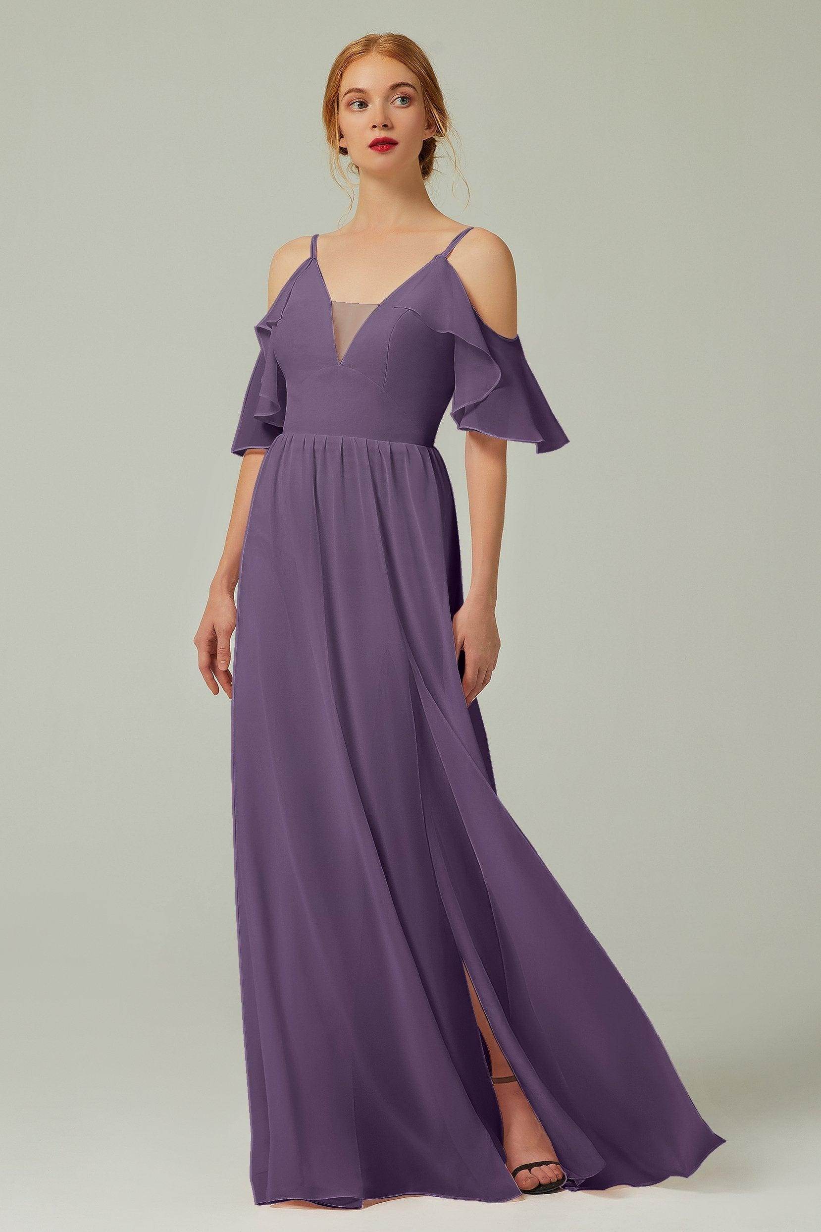 A-Line Floor Length Chiffon Bridesmaid Dress CB0236 - COCOMELODY