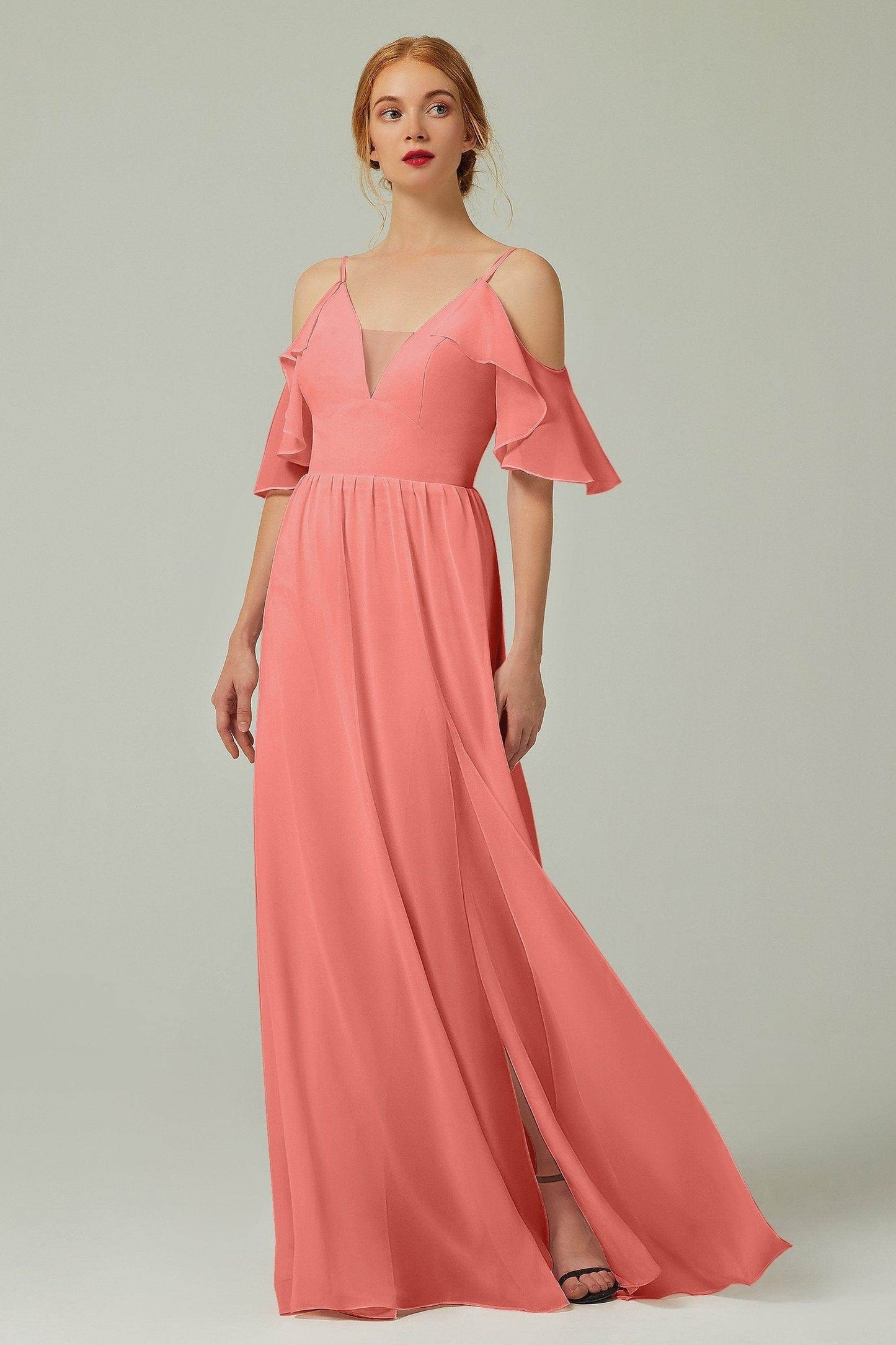 A-Line Floor Length Chiffon Bridesmaid Dress CB0236 - COCOMELODY