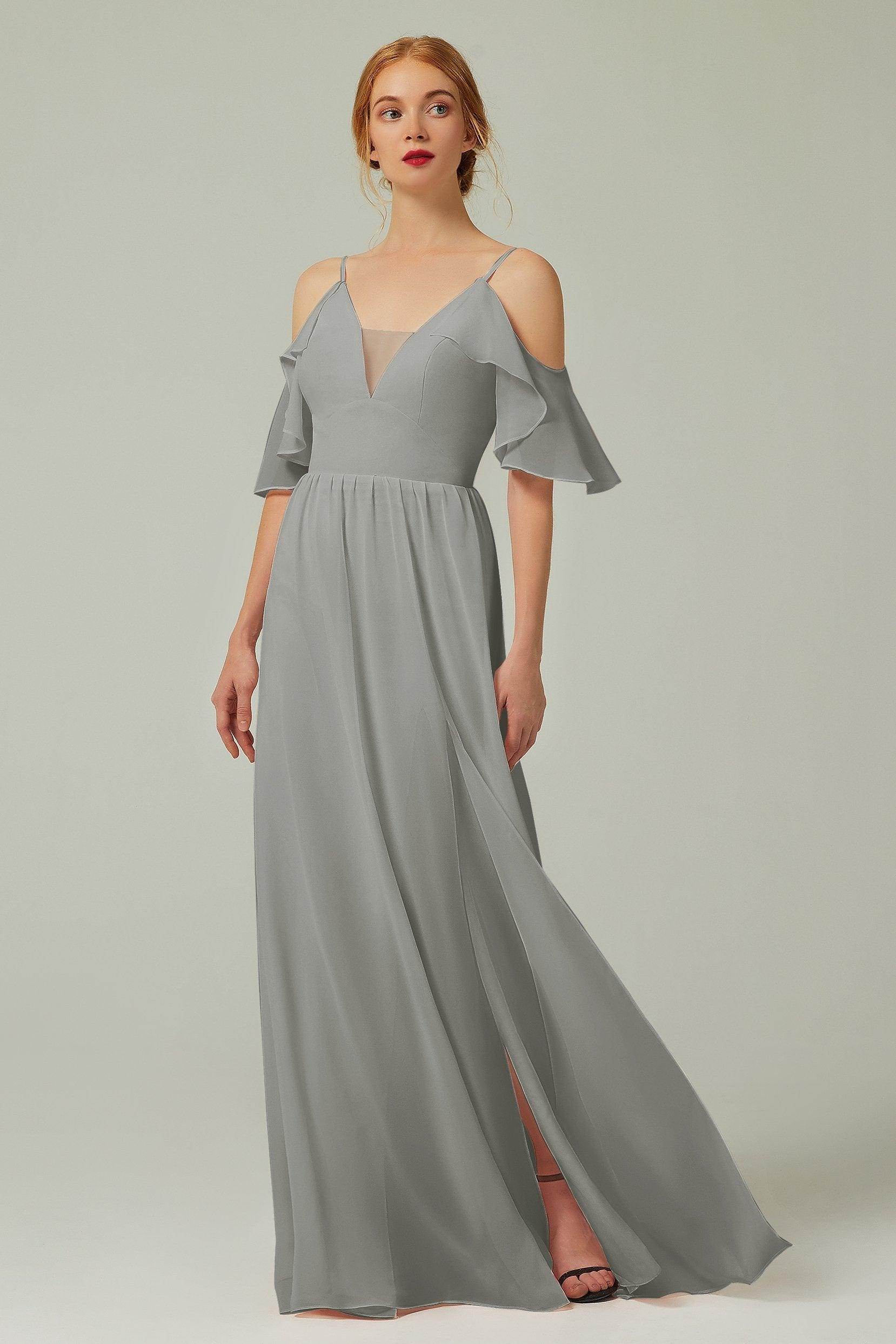 A-Line Floor Length Chiffon Bridesmaid Dress CB0236 - COCOMELODY