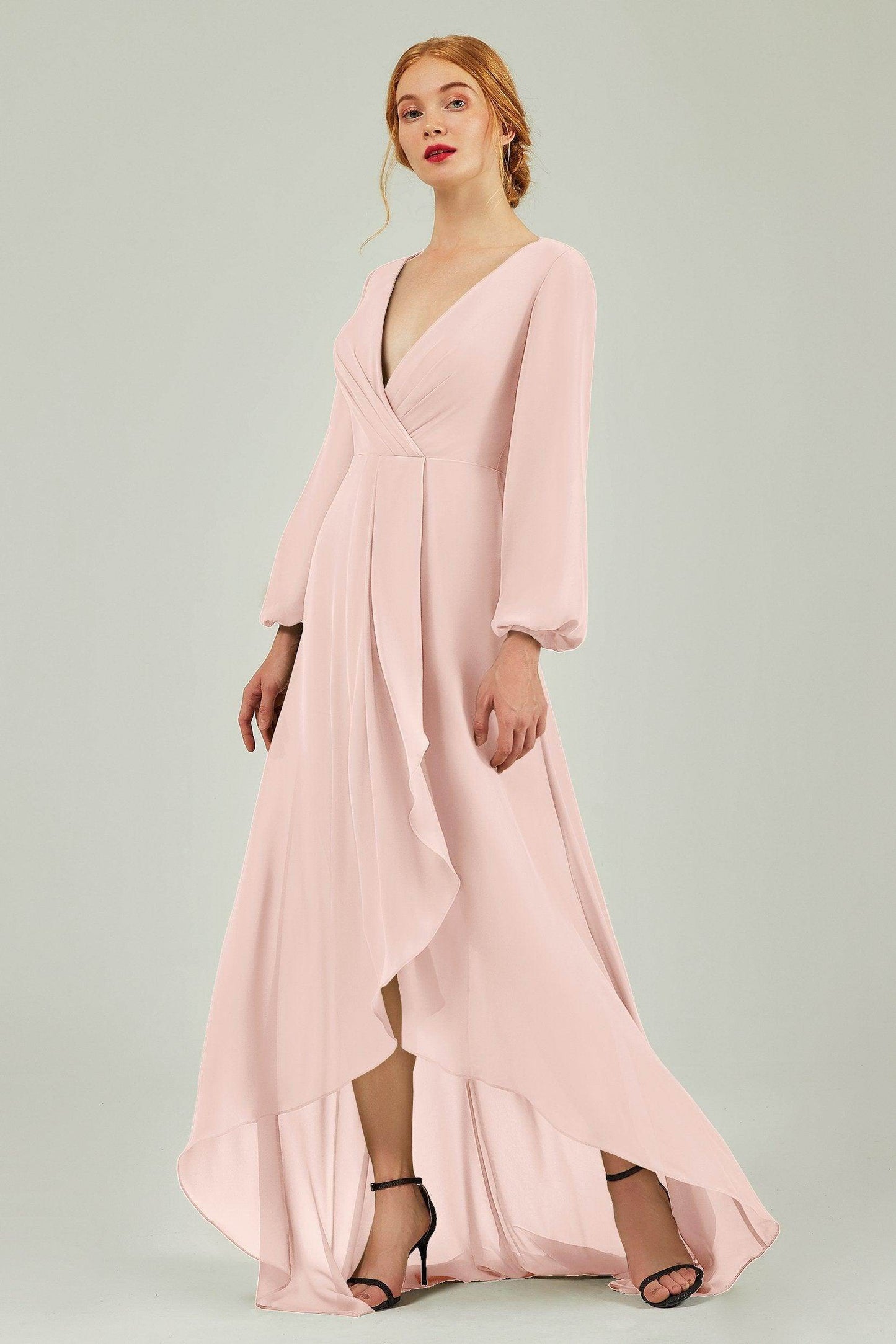 Asymmetrical Sweep-Brush Chiffon Bridesmaid Dress Formal Dresses CB0239 - COCOMELODY