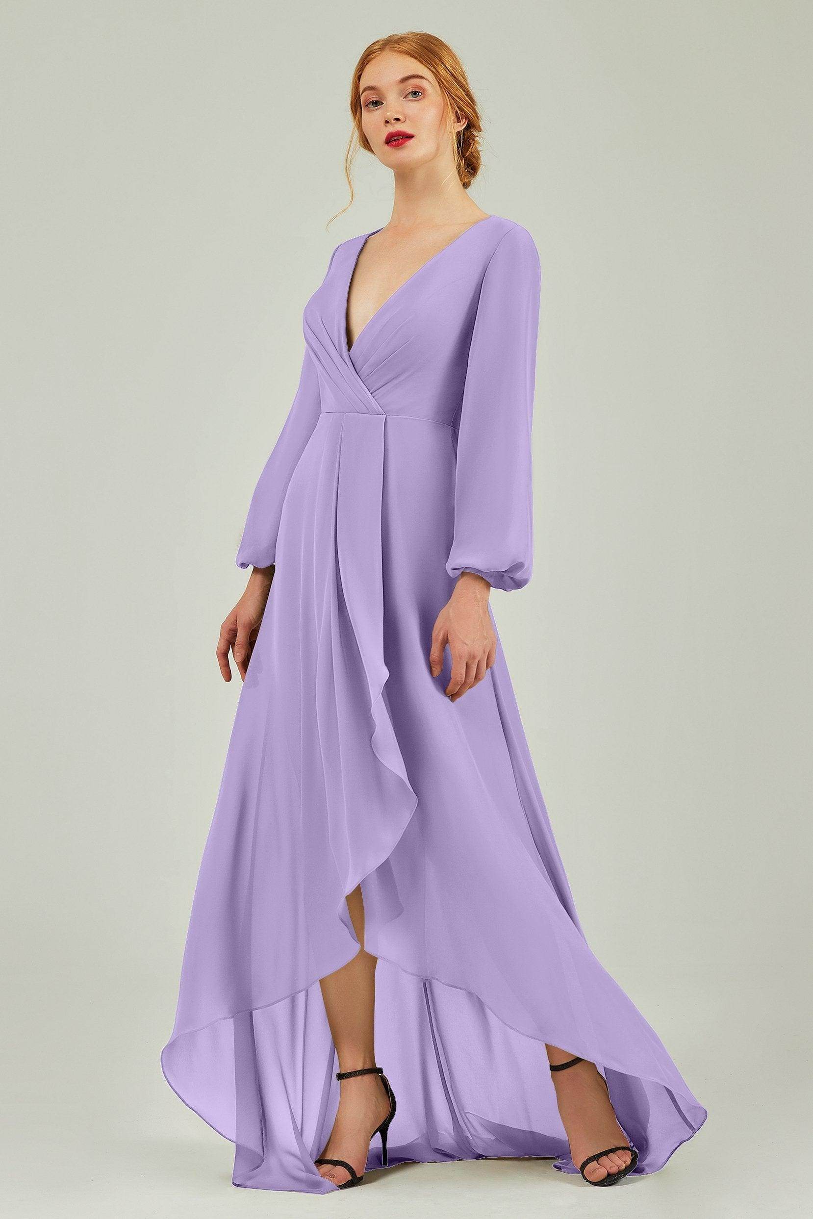 Asymmetrical Sweep-Brush Chiffon Bridesmaid Dress Formal Dresses CB0239 - COCOMELODY
