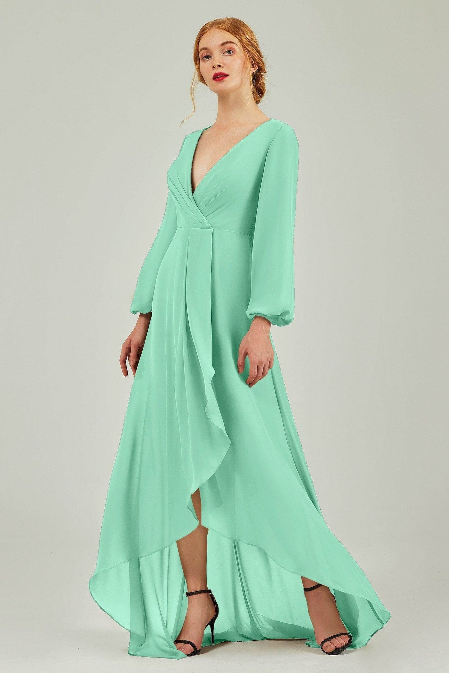 Asymmetrical Sweep-Brush Chiffon Bridesmaid Dress Formal Dresses CB0239 - COCOMELODY