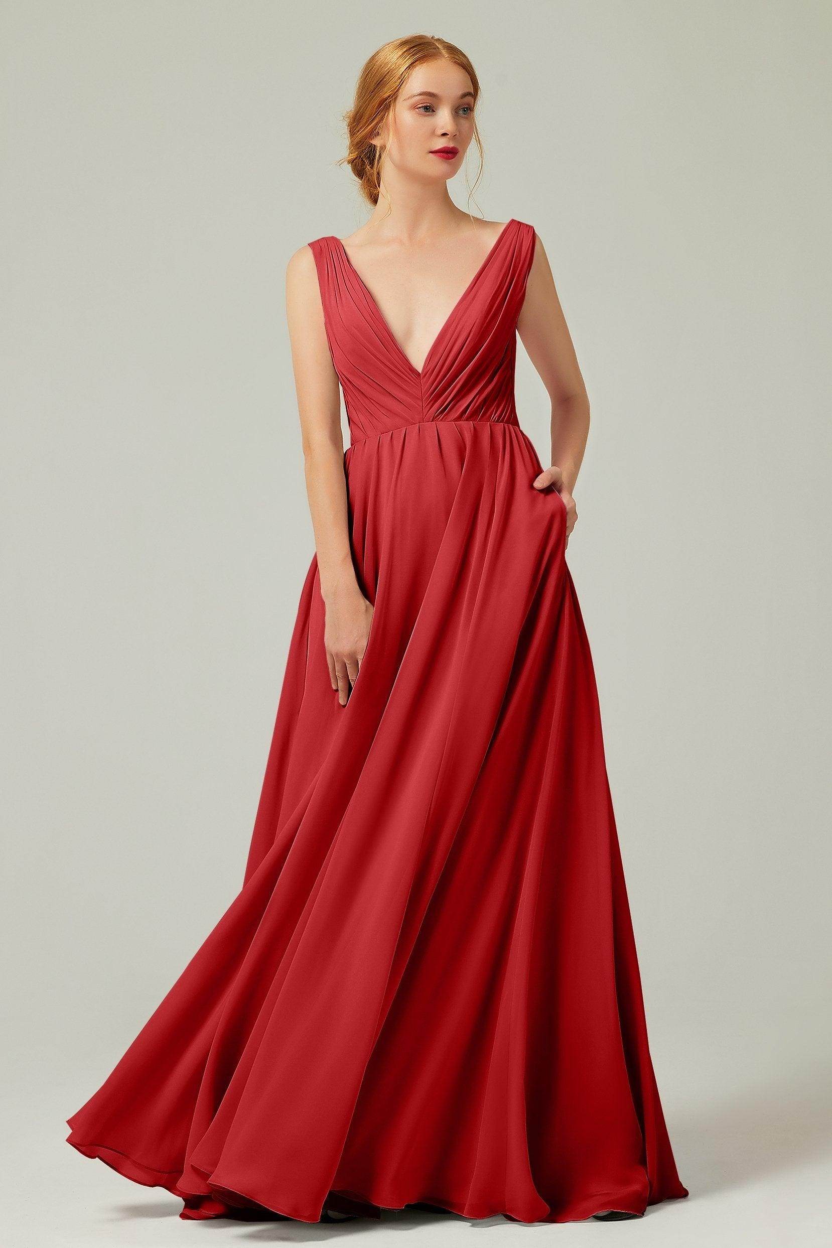 A-Line Floor Length Chiffon Bridesmaid Dress CB0245 - COCOMELODY