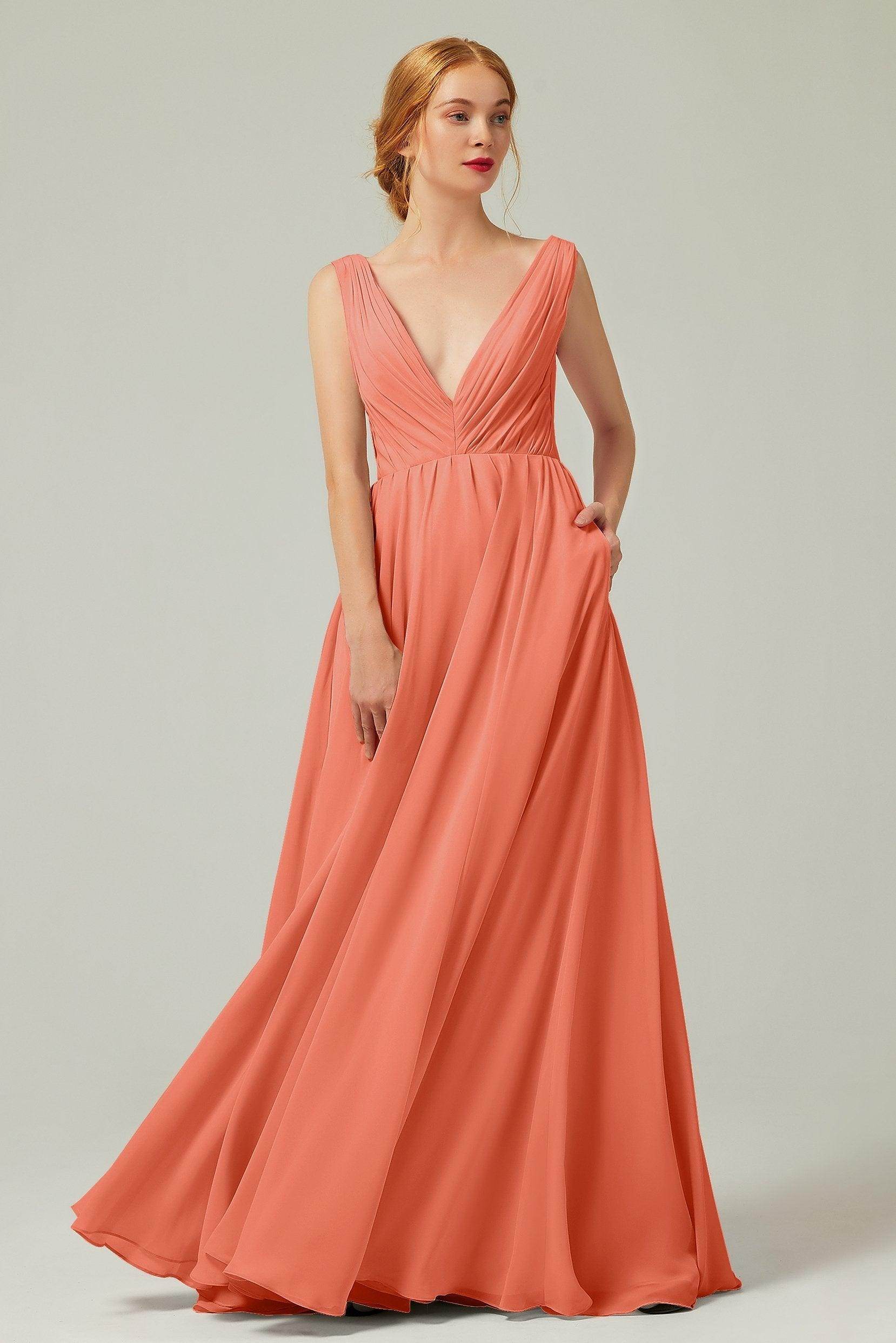 A-Line Floor Length Chiffon Bridesmaid Dress CB0245 - COCOMELODY