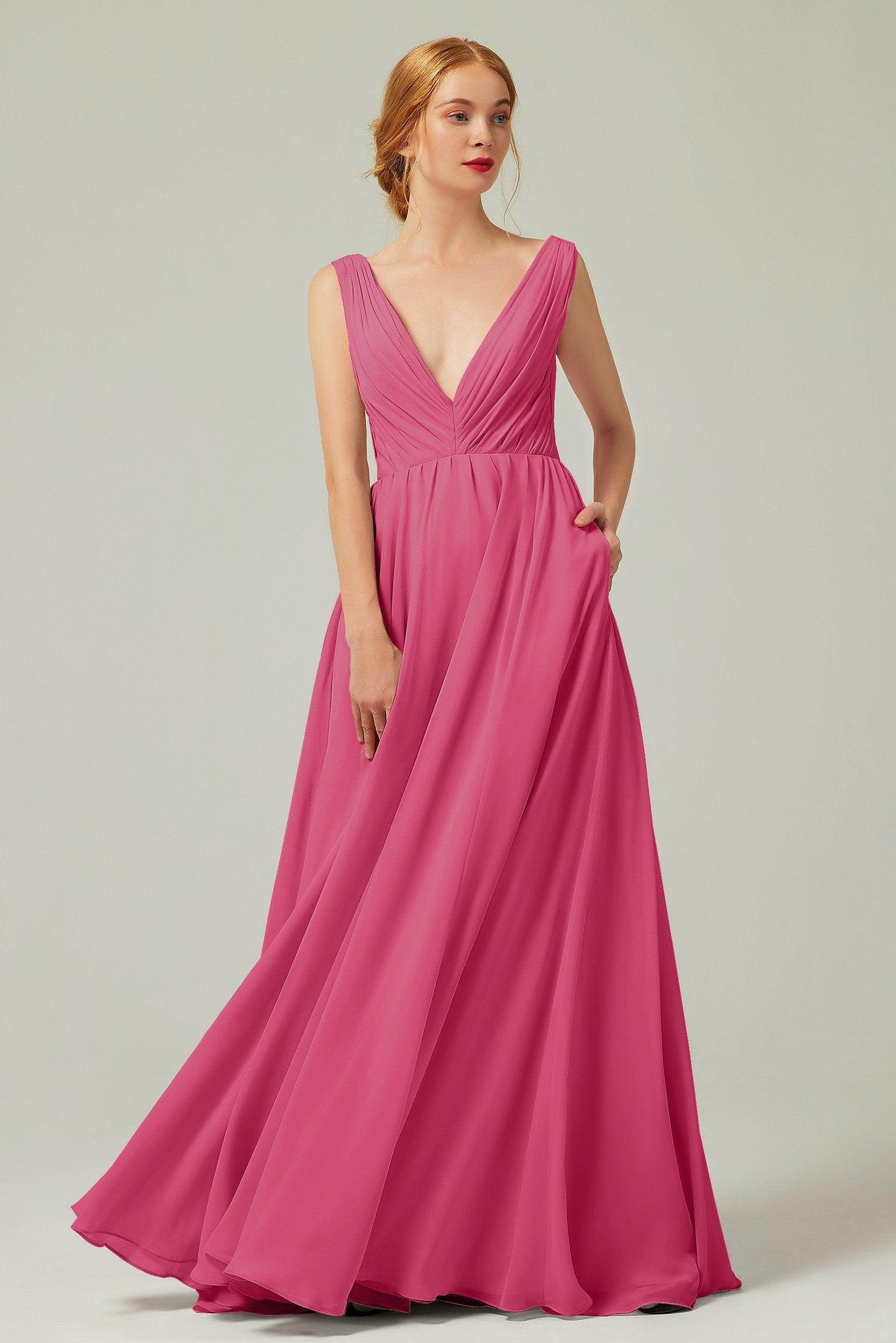 A-Line Floor Length Chiffon Bridesmaid Dress CB0245 - COCOMELODY