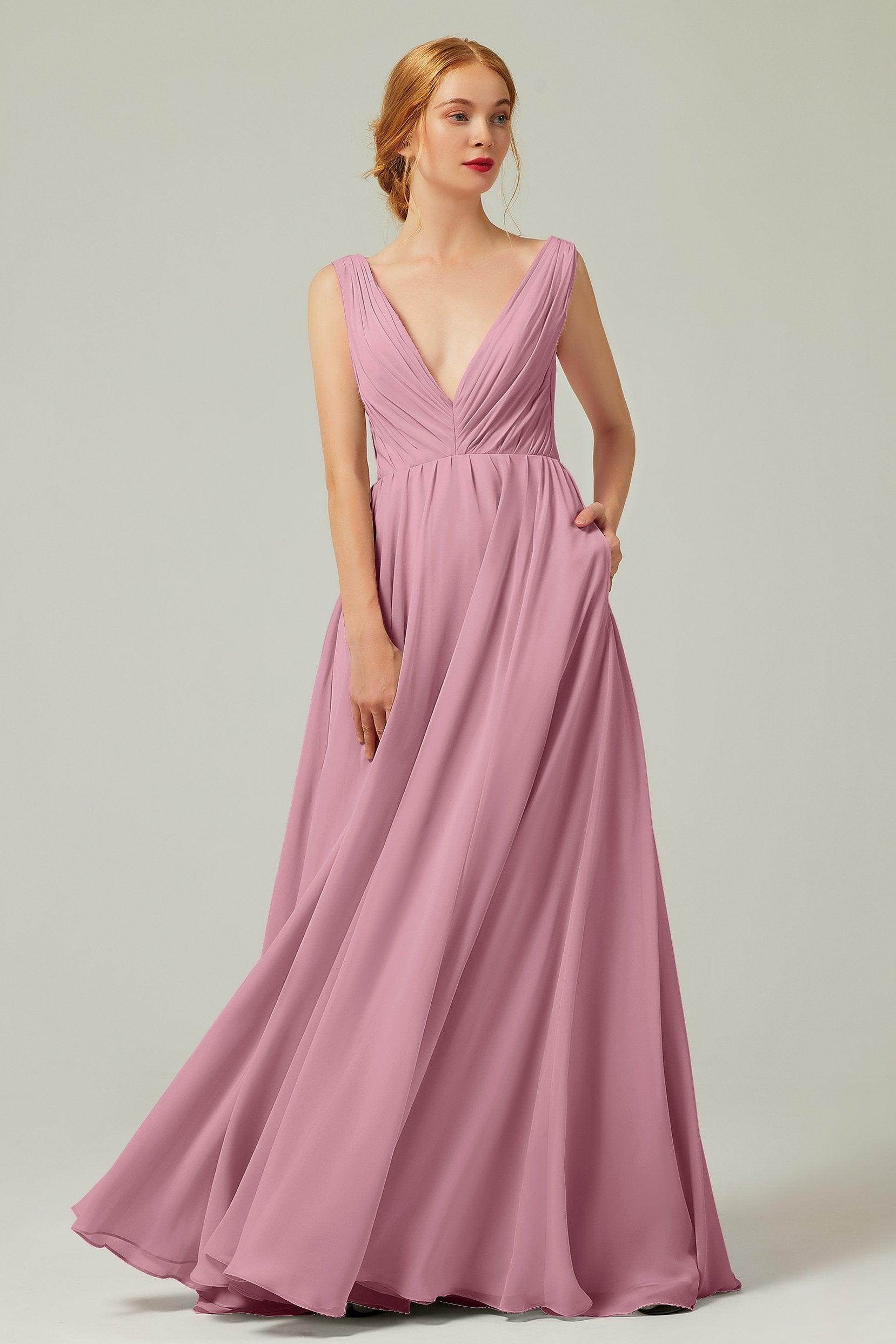 A-Line Floor Length Chiffon Bridesmaid Dress CB0245 - COCOMELODY