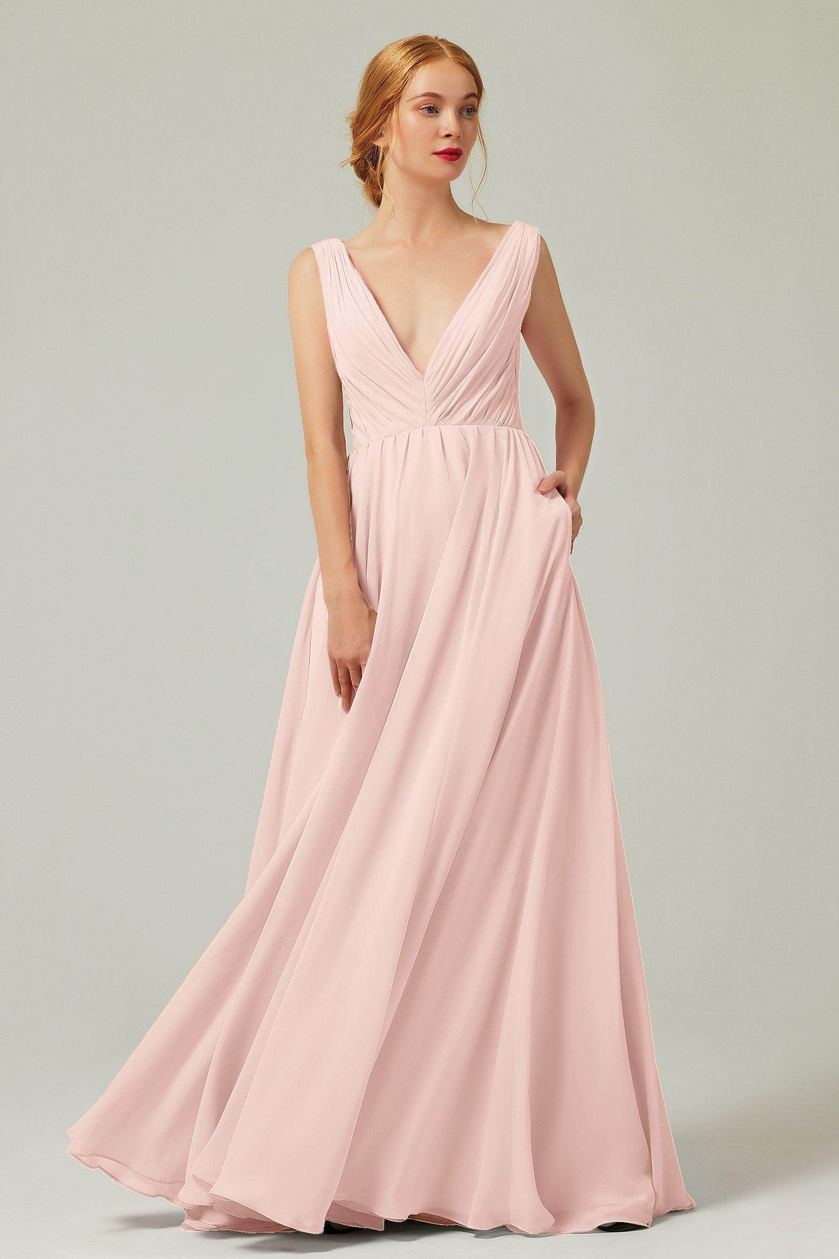 A-Line Floor Length Chiffon Bridesmaid Dress CB0245 - COCOMELODY