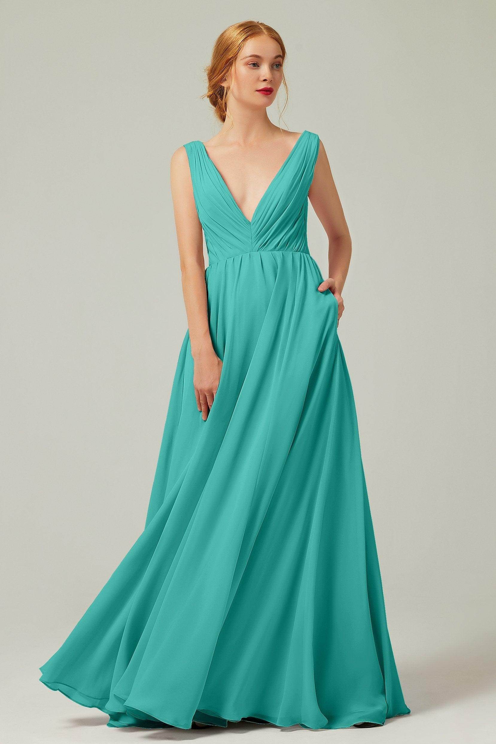 A-Line Floor Length Chiffon Bridesmaid Dress CB0245 - COCOMELODY