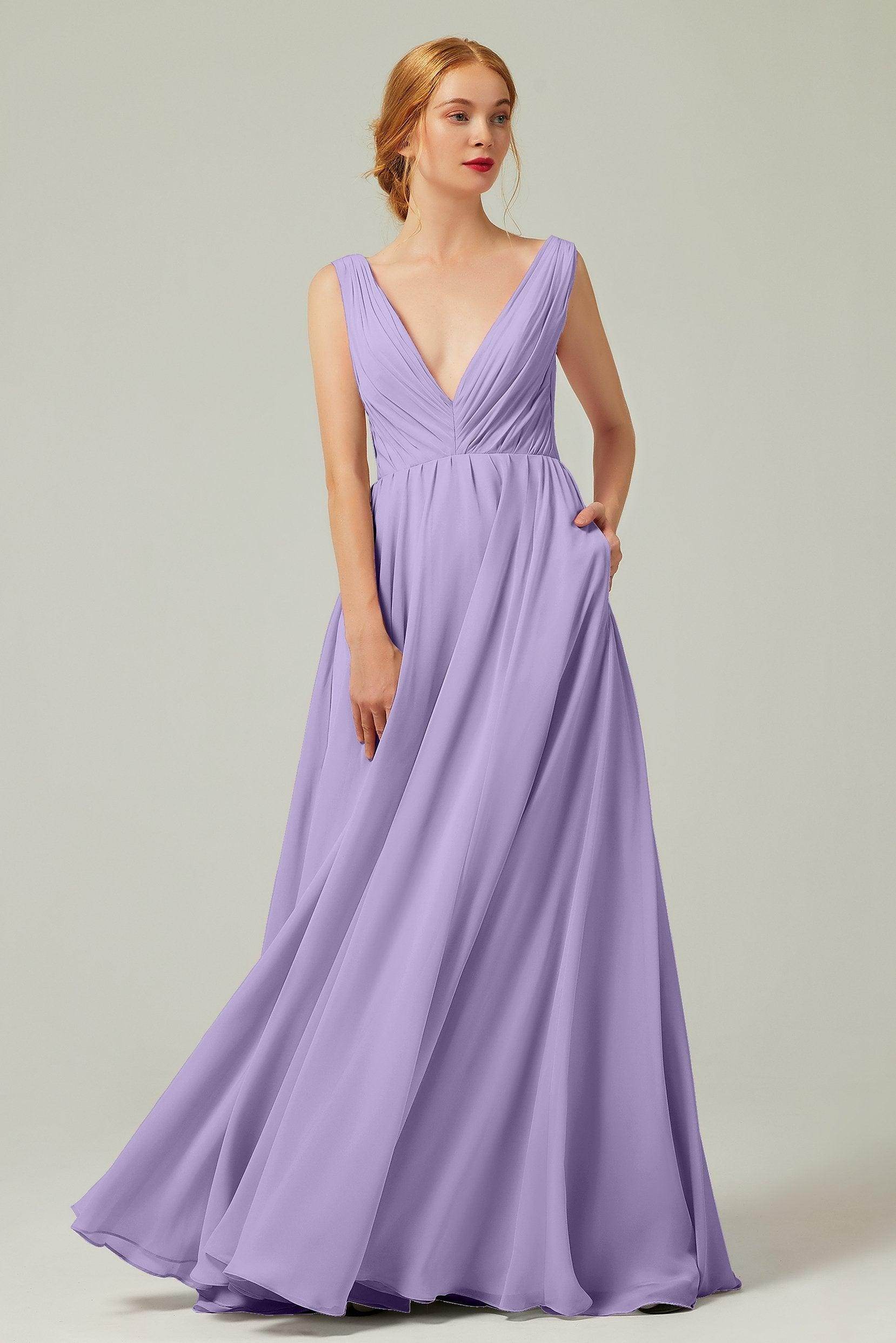 A-Line Floor Length Chiffon Bridesmaid Dress CB0245 - COCOMELODY