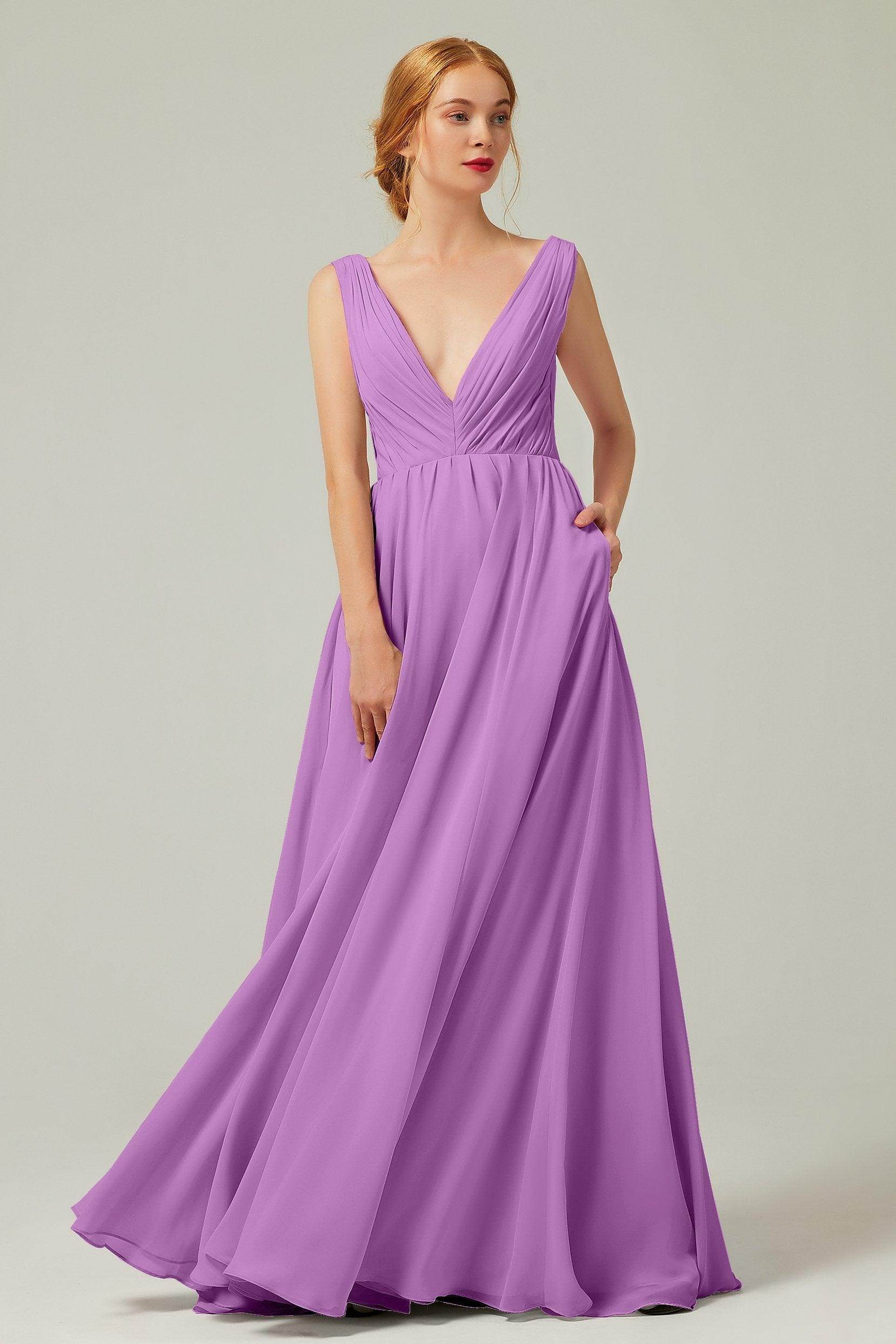 A-Line Floor Length Chiffon Bridesmaid Dress CB0245 - COCOMELODY
