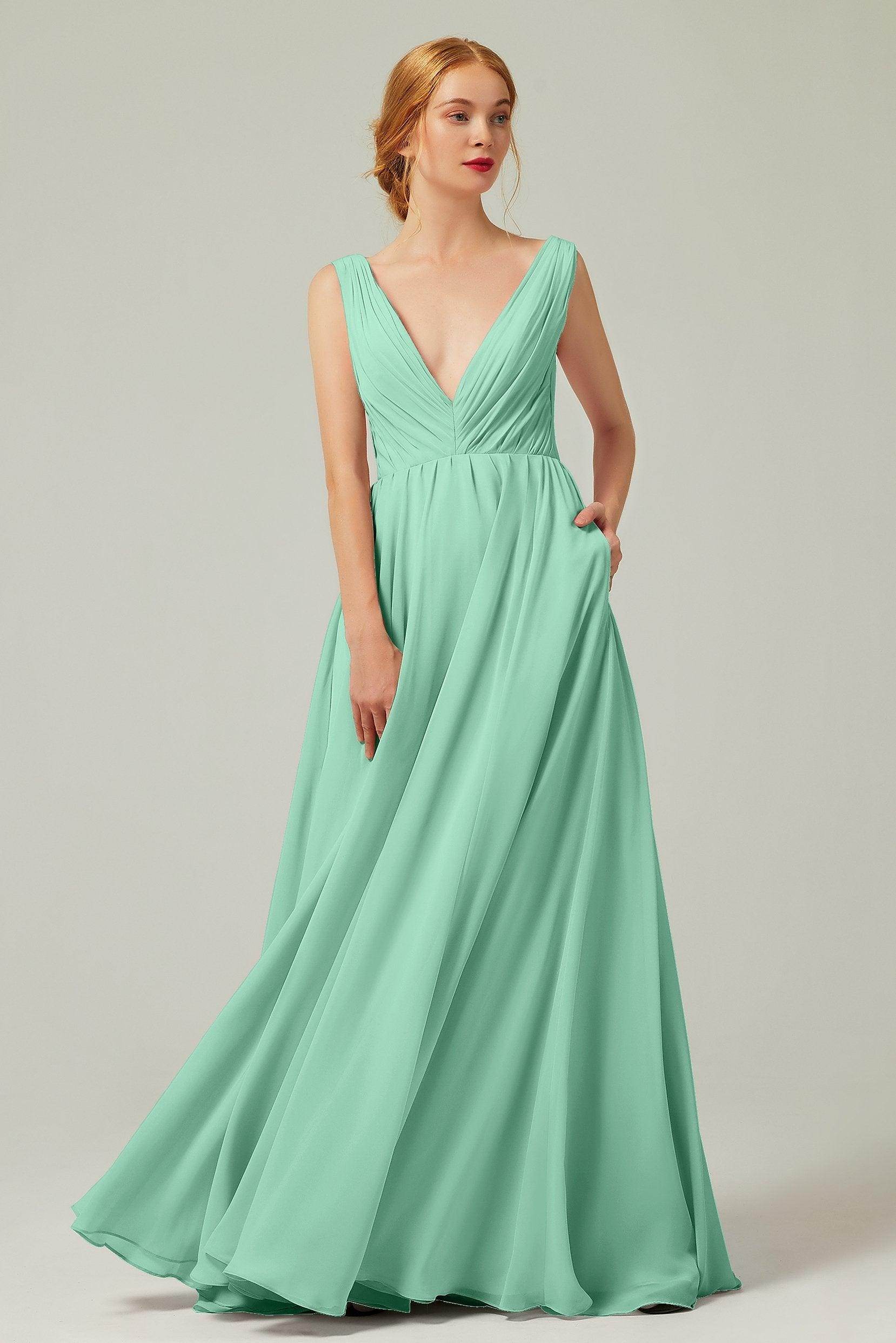 A-Line Floor Length Chiffon Bridesmaid Dress CB0245 - COCOMELODY