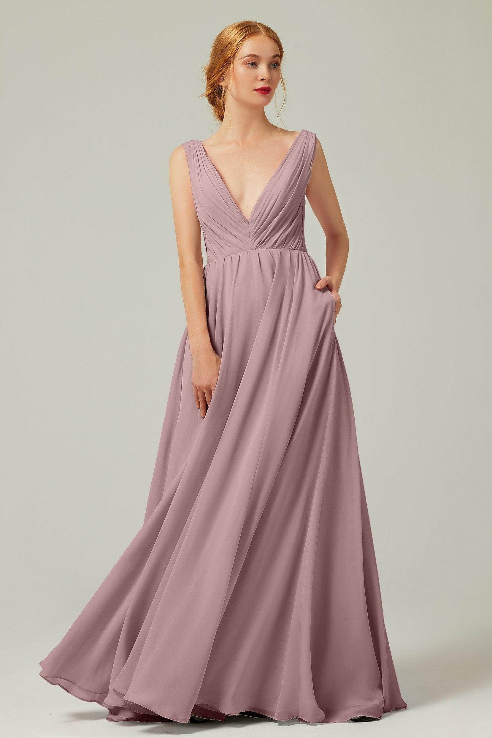 A-Line Floor Length Chiffon Bridesmaid Dress CB0245 - COCOMELODY